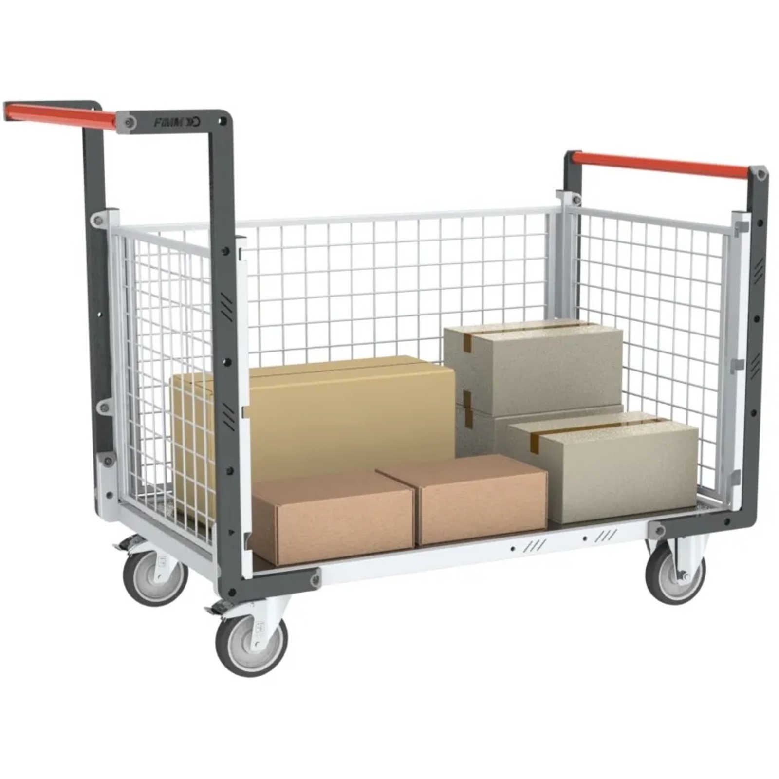 Chariot modulaire grillagé 2 dossiers + 1 ridelle plateau 1000x600 mm 250 kg - FIMM - 806724254