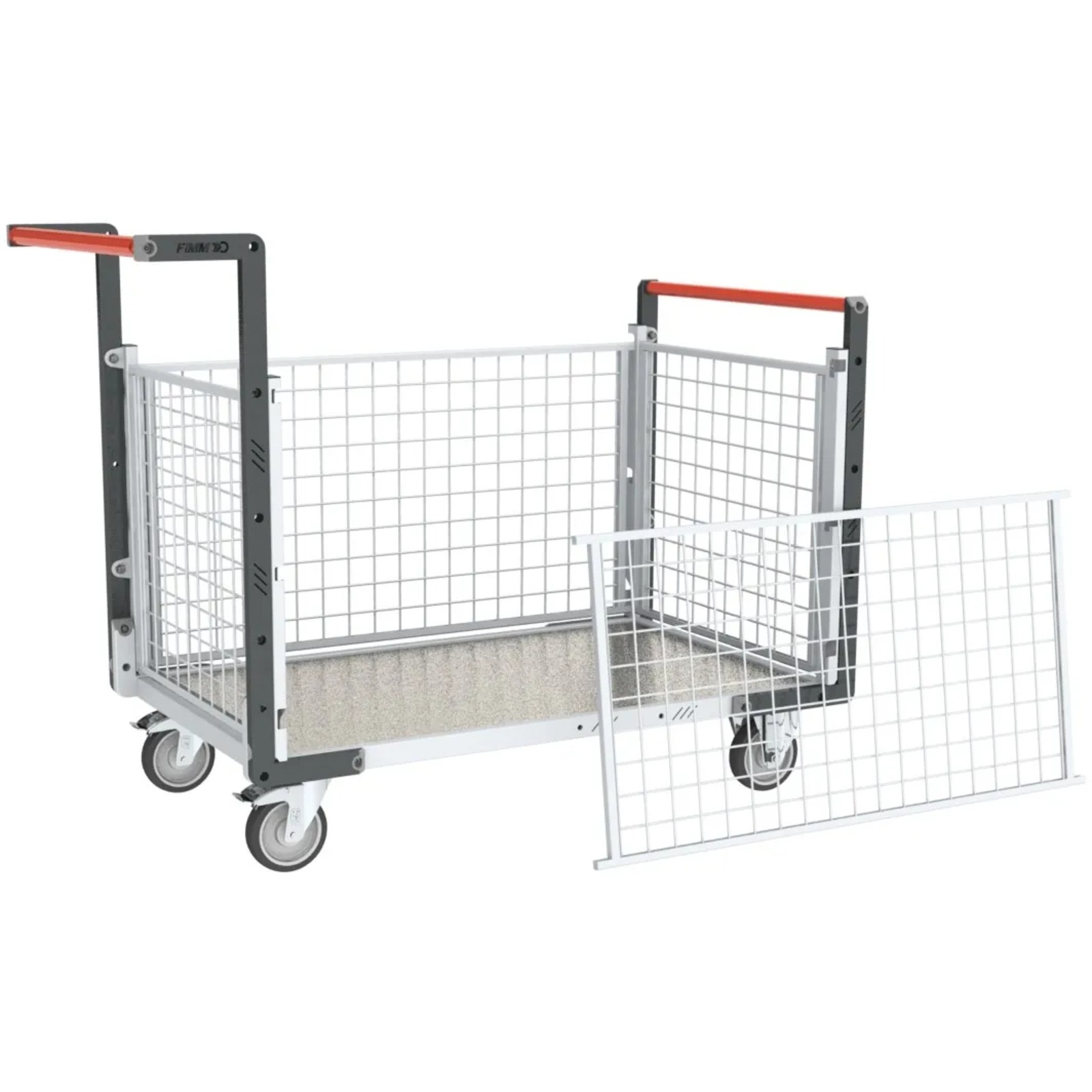 Chariot grillagé 2 dossiers + 2 ridelles plateau 1000x600 mm 250 kg - FIMM - 806724255