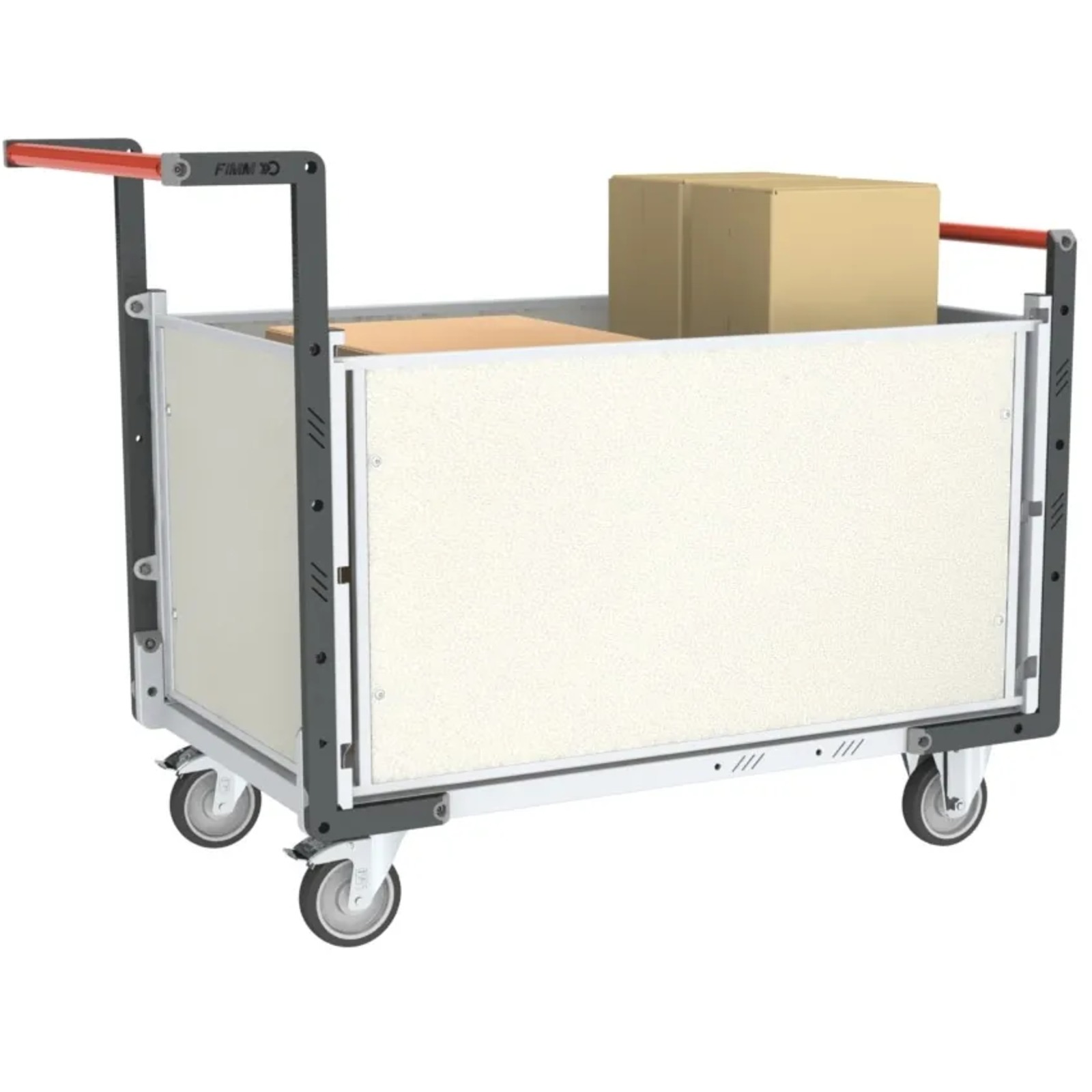 Chariot avec plaque alvéolaire 2 dossiers + 2 ridelles plateau 1000x600 mm 250 kg - FIMM - 806724275