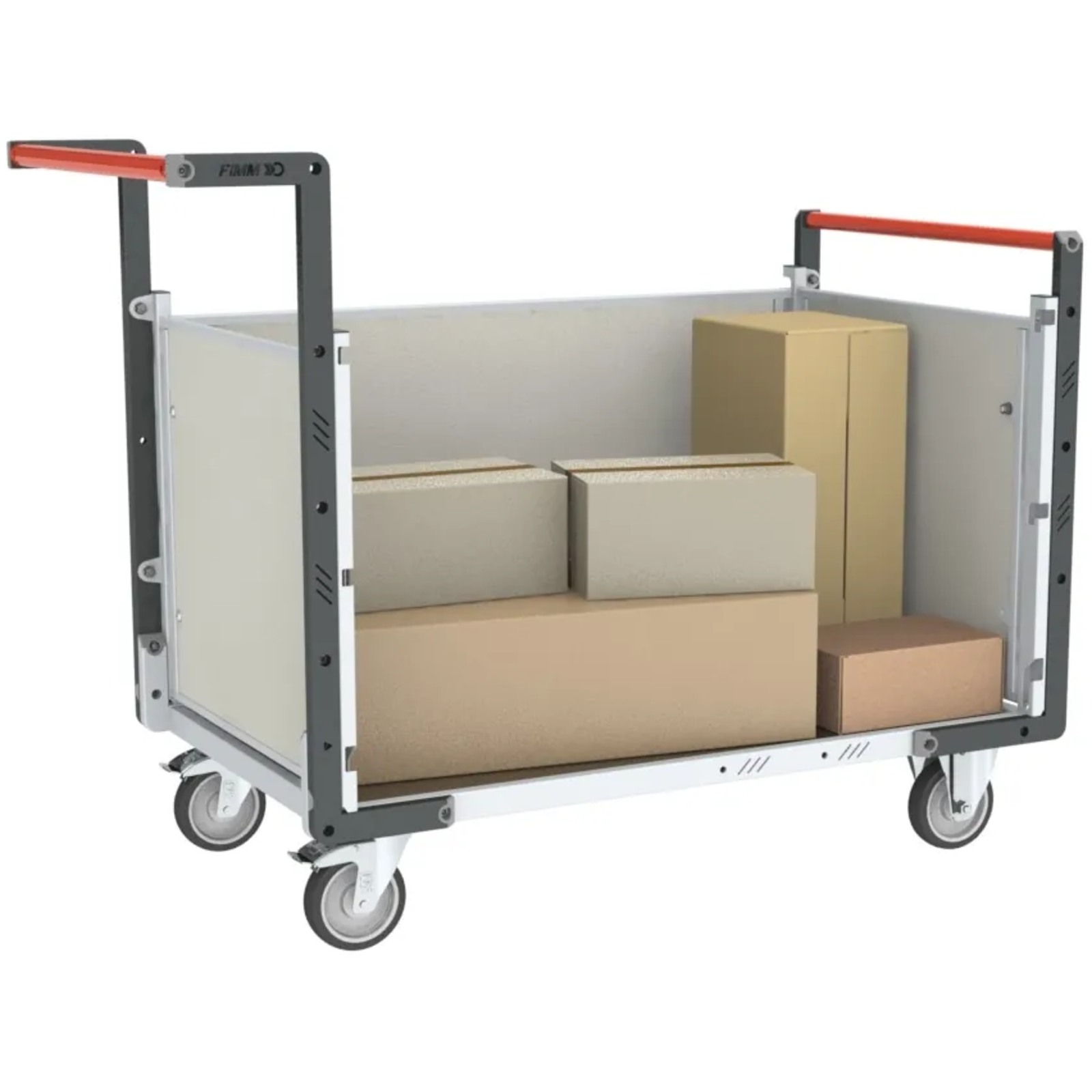 Chariot avec plaque alvéolaire 2 dossiers + 1 ridelle et plateau 1000x600 mm 250 kg - FIMM - 806724284