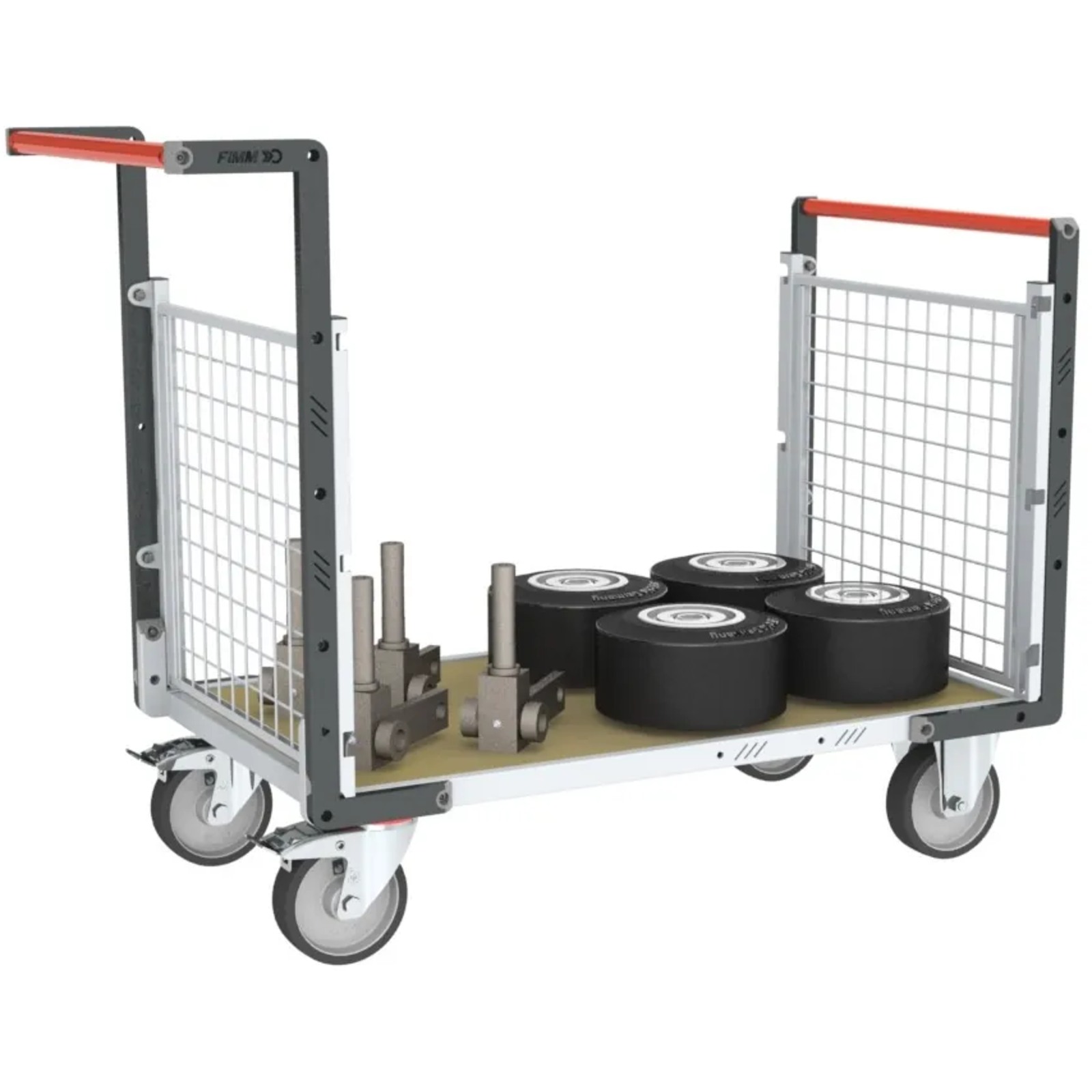 Chariot modulaire grillagé 2 dossiers plateau bois 1000x600 mm 500 kg - FIMM - 806724542