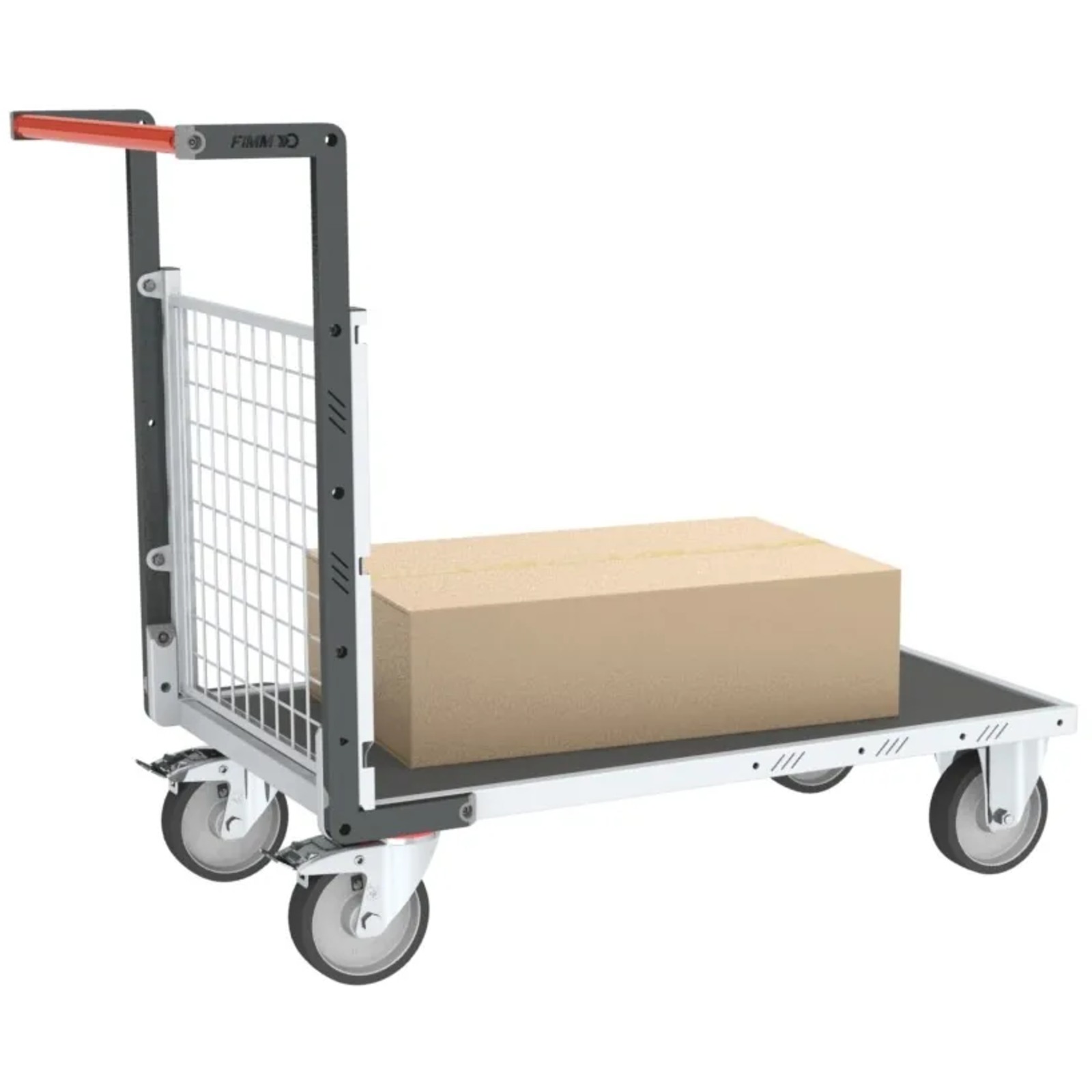 Chariot modulaire grillagé 1 dossier + plateau bois avec tapis caoutchouc 1000x600 mm 500 kg - FIMM - 806724561