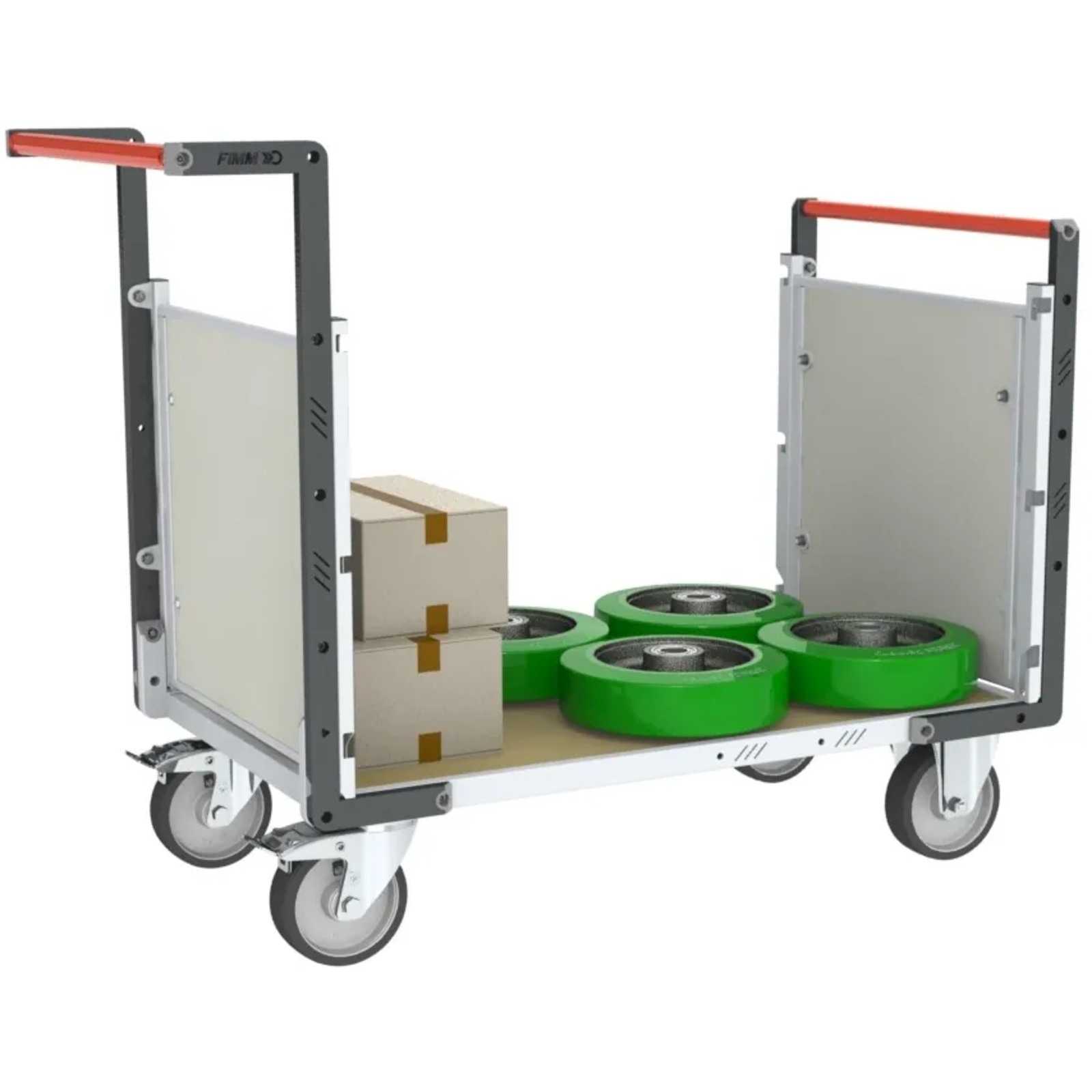 Chariot modulaire - 2 dossiers, plateau bois médium 1000x600 mm 500 kg - FIMM - 806724572