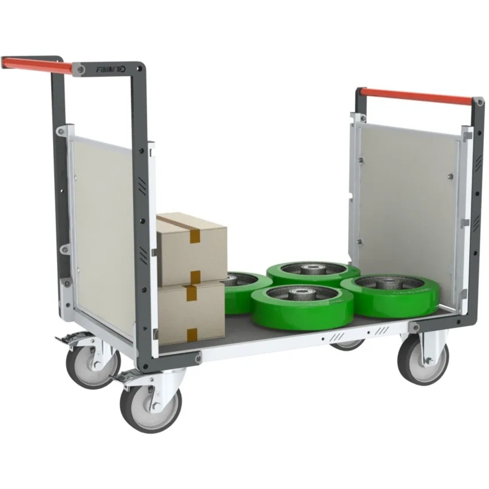 Chariot modulaire - 2 dossiers + plateau bois avec tapis caoutchouc 1000x600 mm 500 kg - FIMM - 806724592