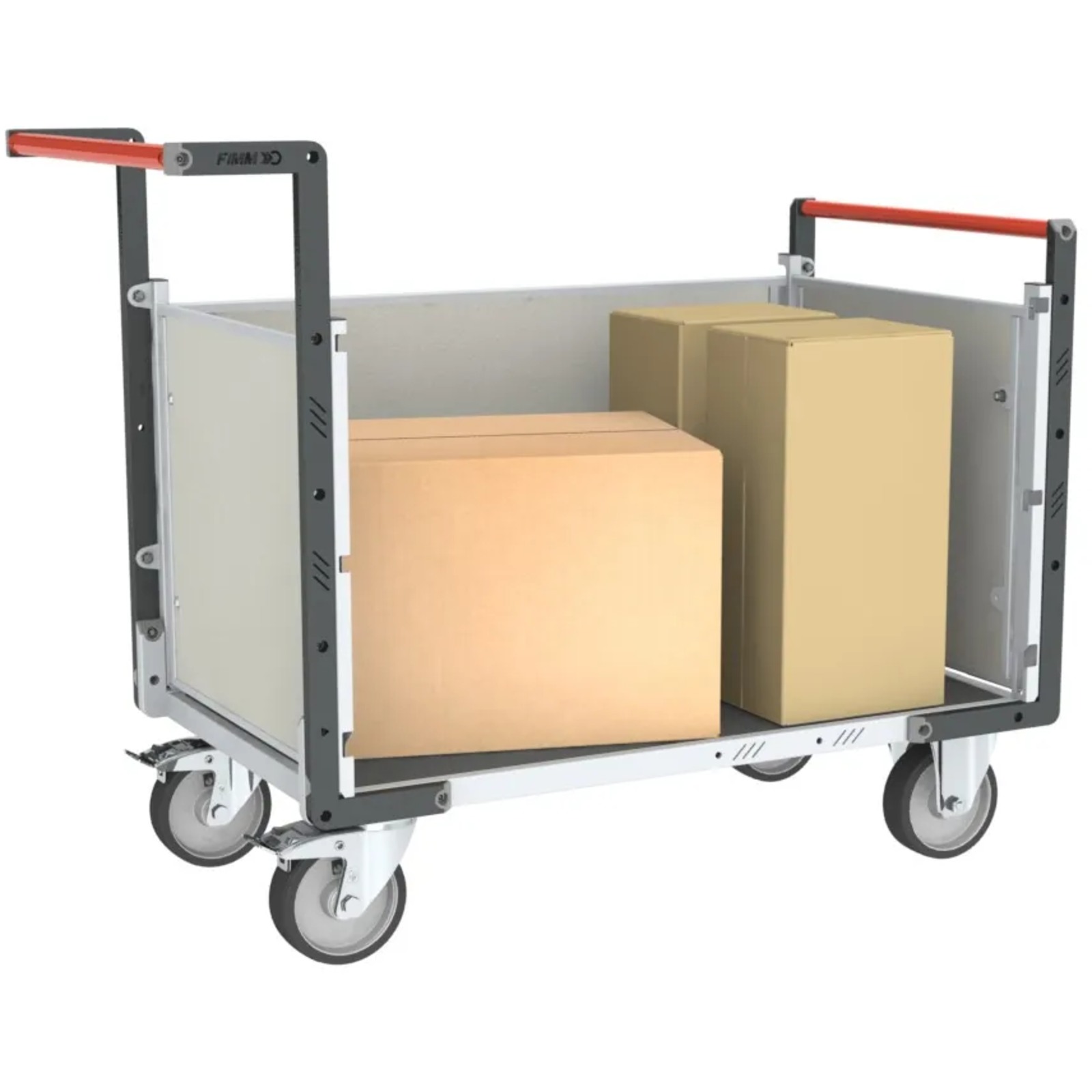Chariot avec 2 dossiers + 1 ridelle et plateau 1000x600 mm 500 kg - FIMM - 806724594