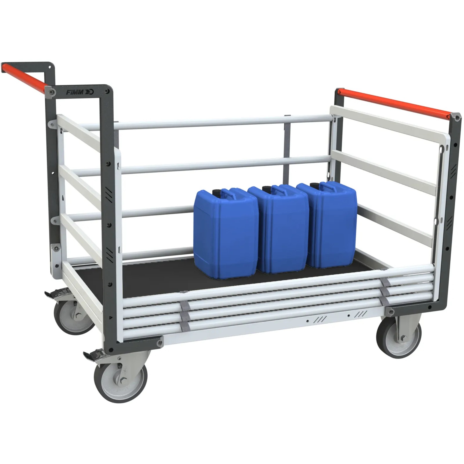 Chariot tube avec 2 dossiers + 2 ridelles et plateau bois 1200x800 mm 500 kg - FIMM - 806724635