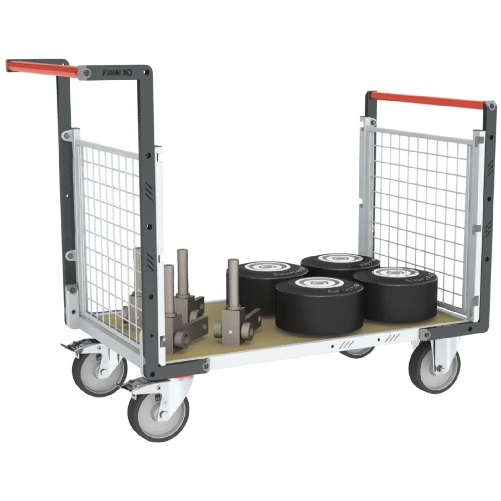 Chariot modulaire grillagé 2 dossiers + plateau bois 1200x800 mm 500 kg - FIMM - 806724642