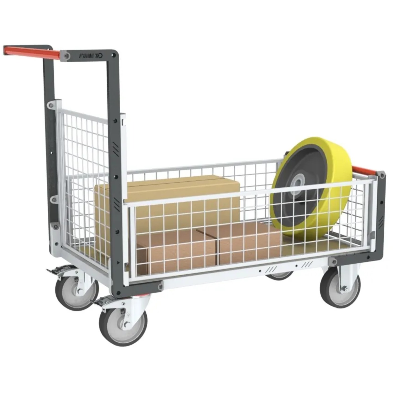 Chariot grillagé 1 dossier + 3 demi-ridelles et plateau 1200x800 mm 500 kg - FIMM - 806724646