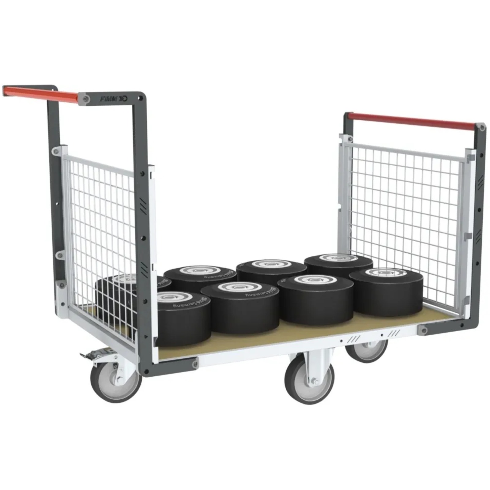 Chariot modulaire grillagé 2 dossiers + plateau bois 1200x800 mm 500 kg - FIMM - 806724742