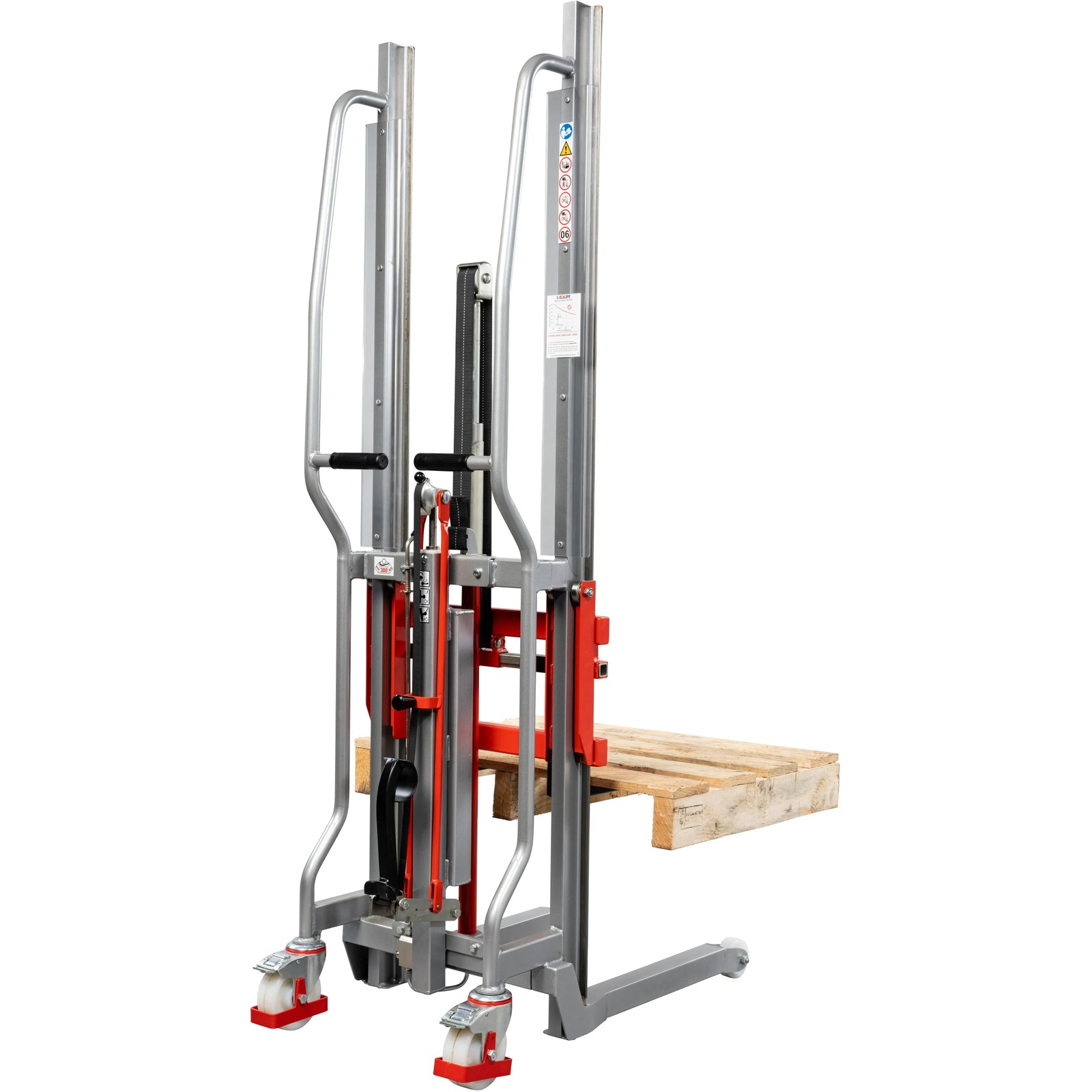 Gerbeur Lev300 à levée manuelle avec accessoire fourches coulissantes, course de levée 1400 mm 300 kg - FIMM - 855010512
