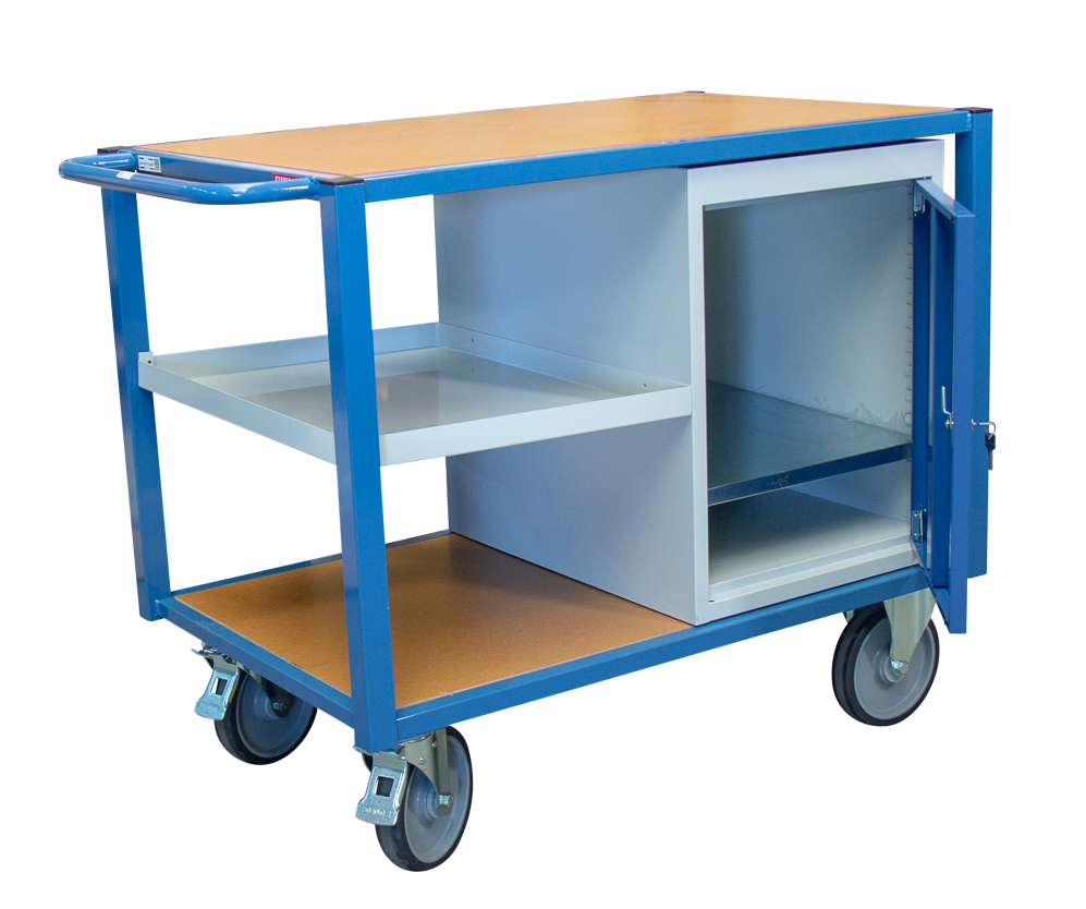 Servante 500 kg 2 plateaux 1060x680 mm bloc porte+étagère FIMM - 880002993