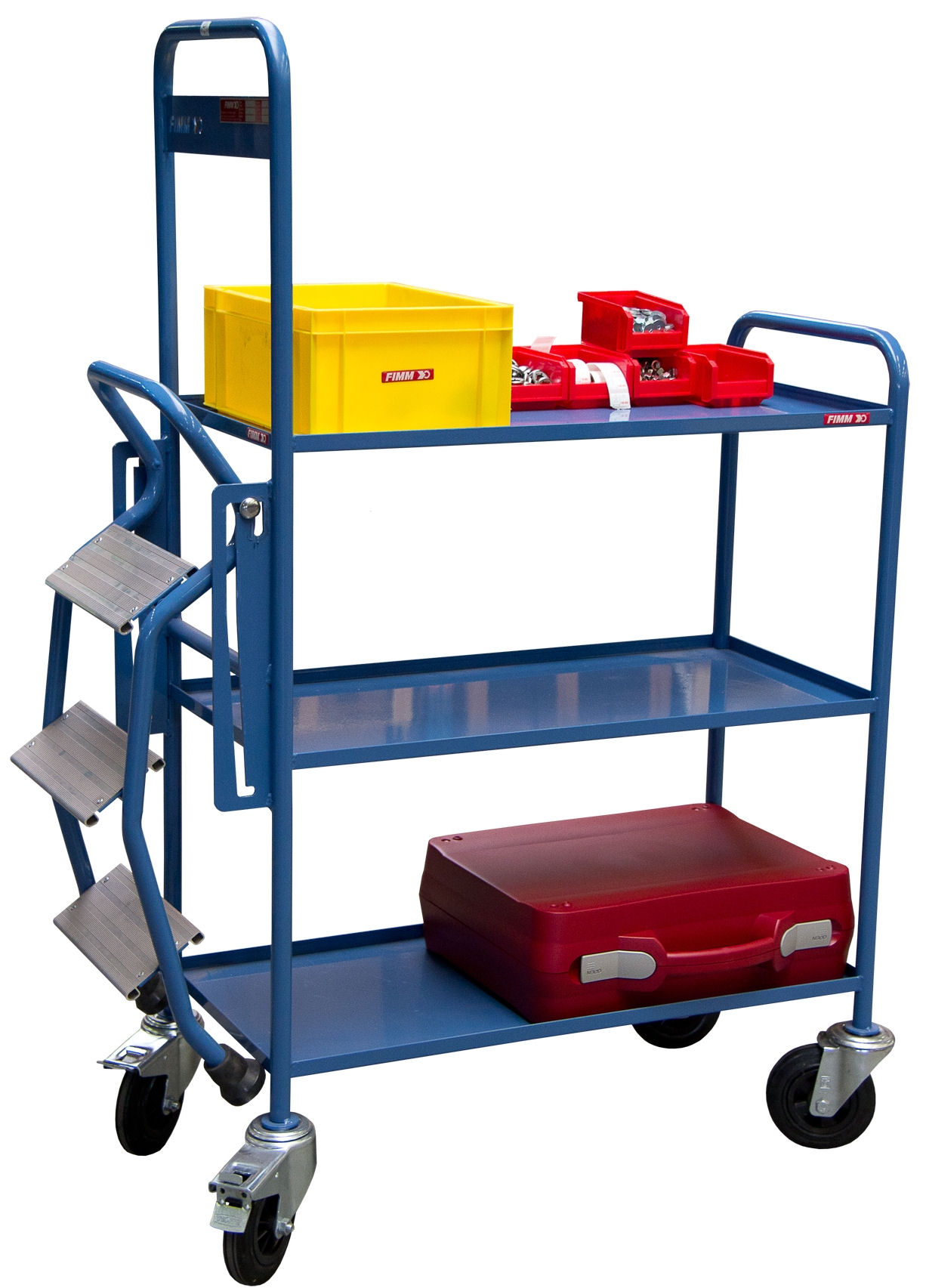 Servante escabeau 250 kg 3 plateaux tôle 935x435 mm FIMM - 880008419