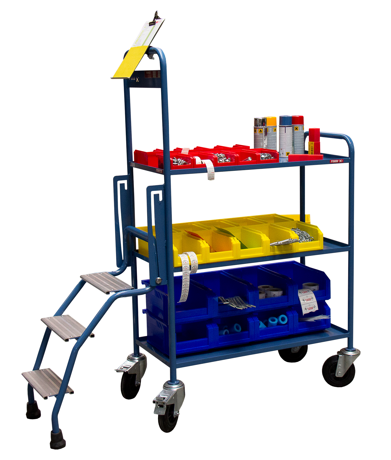 Servante escabeau 250 kg 3 plateaux tôle 935x435 mm FIMM - 880008419