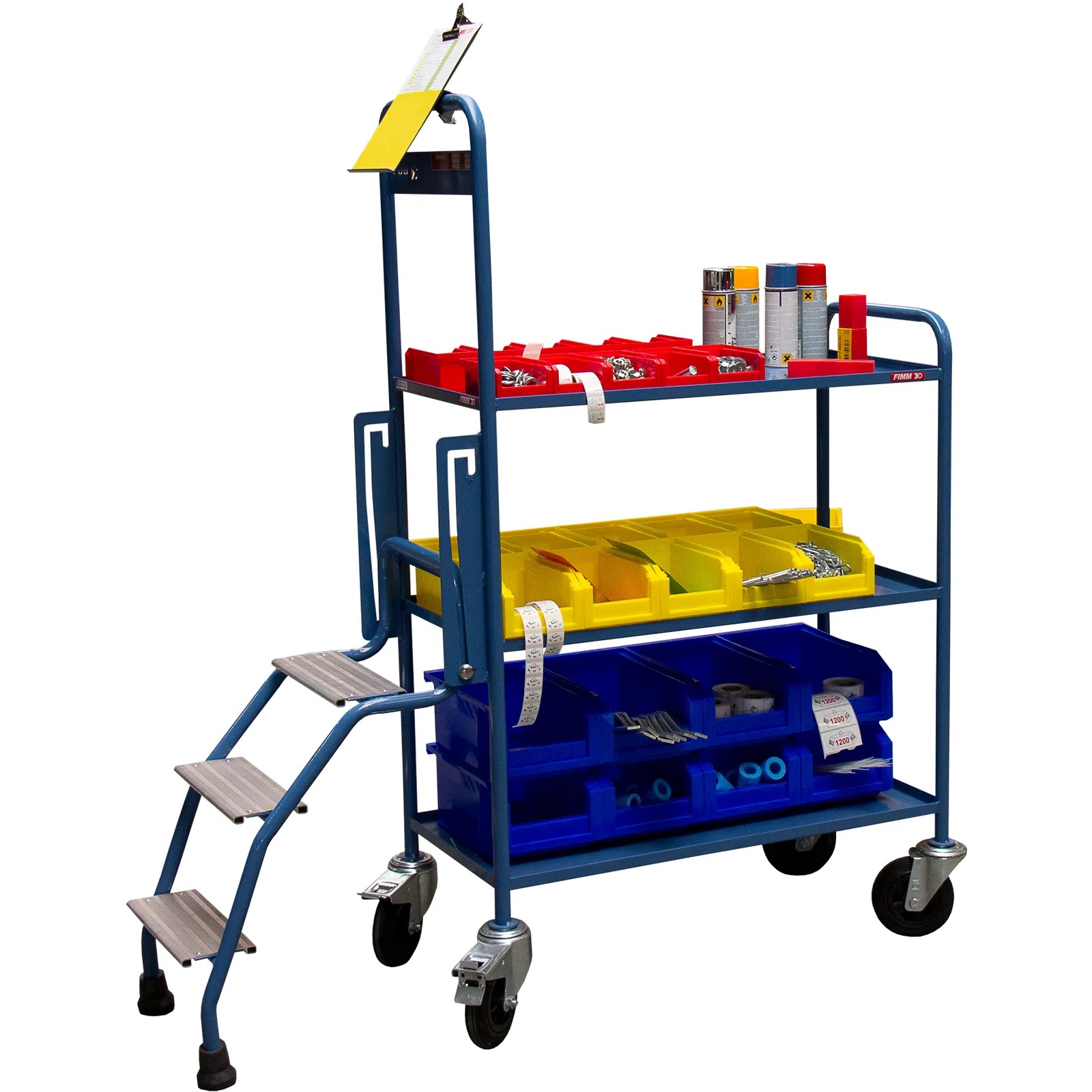Servante escabeau 250 kg 3 plateaux tôle 935x435 mm FIMM - 880008419