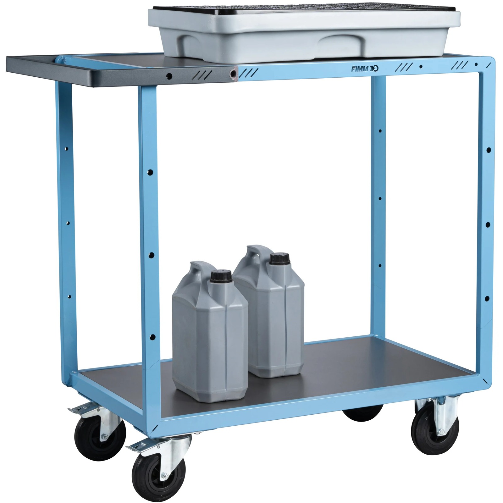 Servante mécano-soudée 2 plateaux tôle galva 850x500 mm roues CC 250 kg - FIMM - 880701311