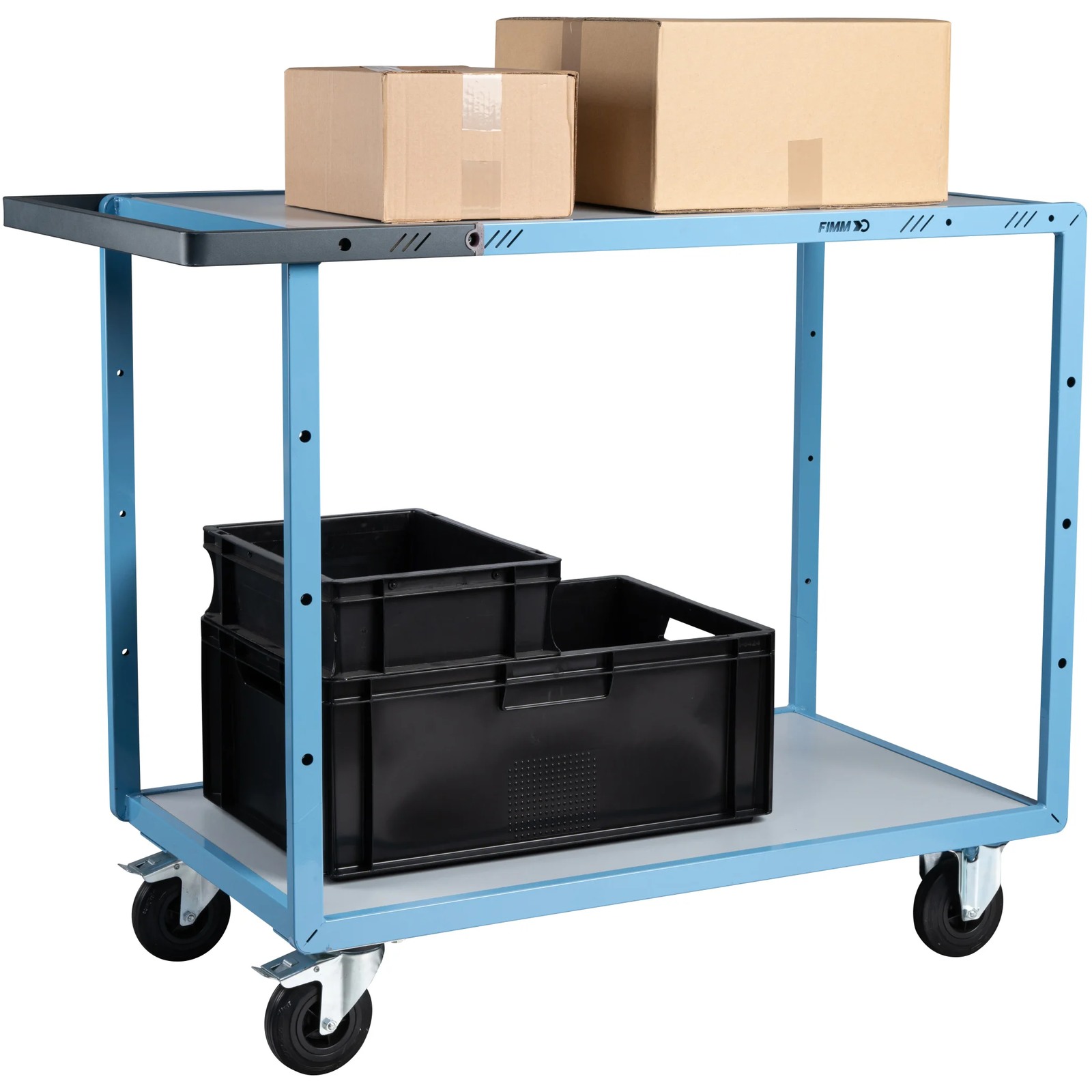 Servante mécano-soudée 2 plateaux mélaminé roues CC 250 kg - FIMM - 880702111