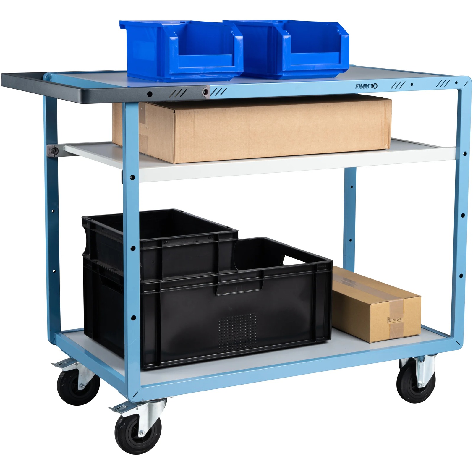 Servante mécano-soudée 3 plateaux mélaminé roues CC 250 kg - FIMM - 880702112
