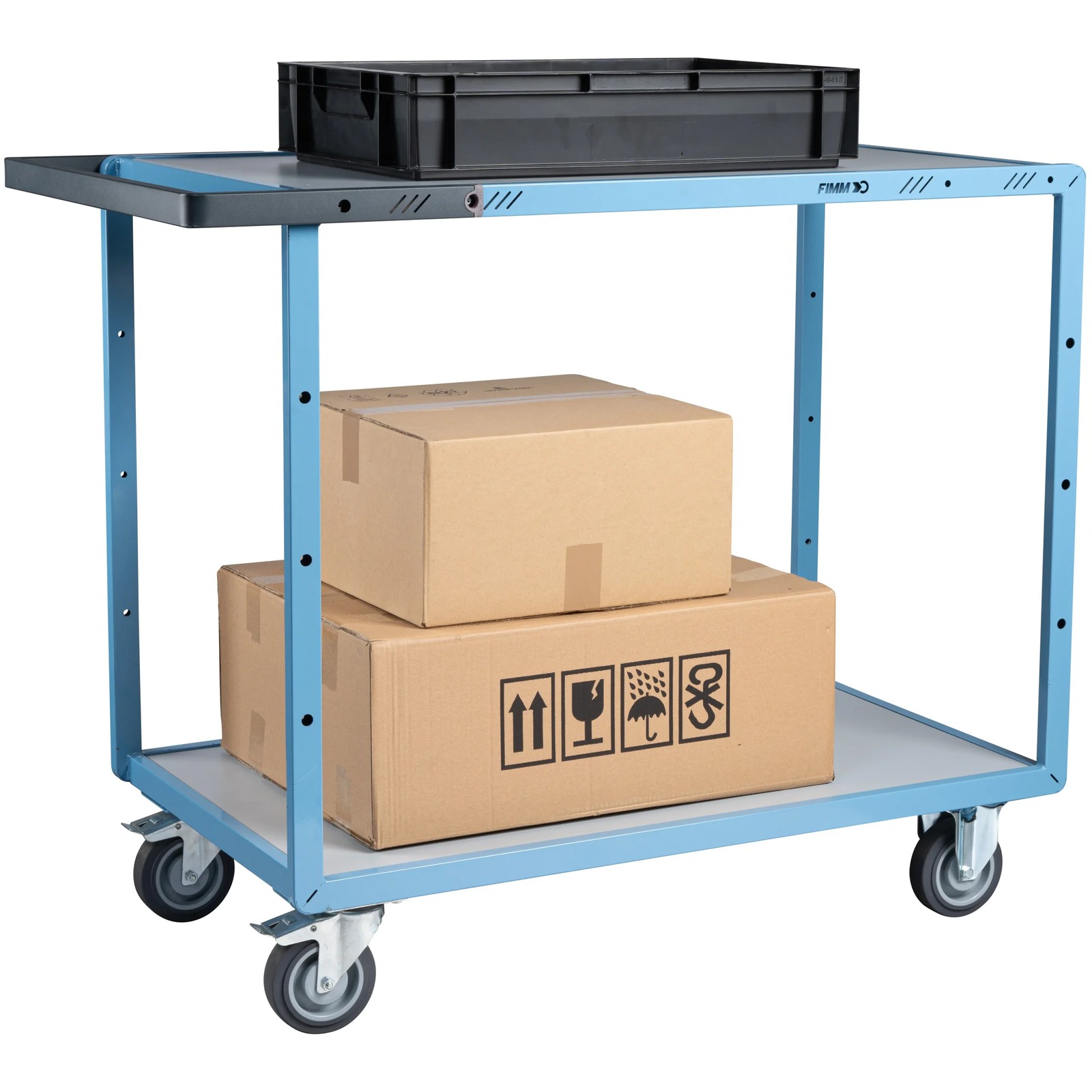Servante mécano-soudée 2 plateaux mélaminé roues TPE 250 kg - FIMM - 880702121