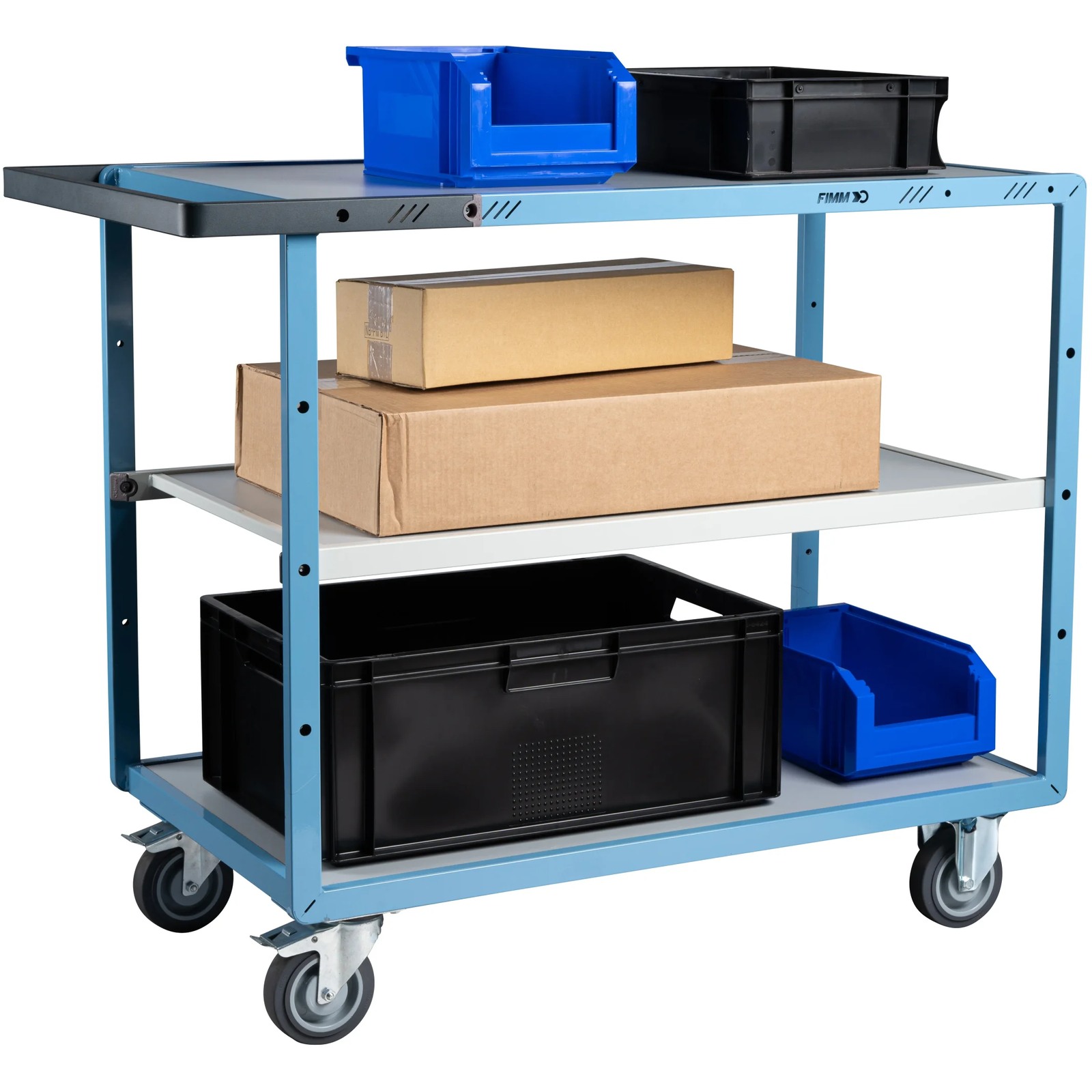 Servante mécano-soudée 3 plateaux mélaminé roues TPE 250 kg - FIMM - 880702122