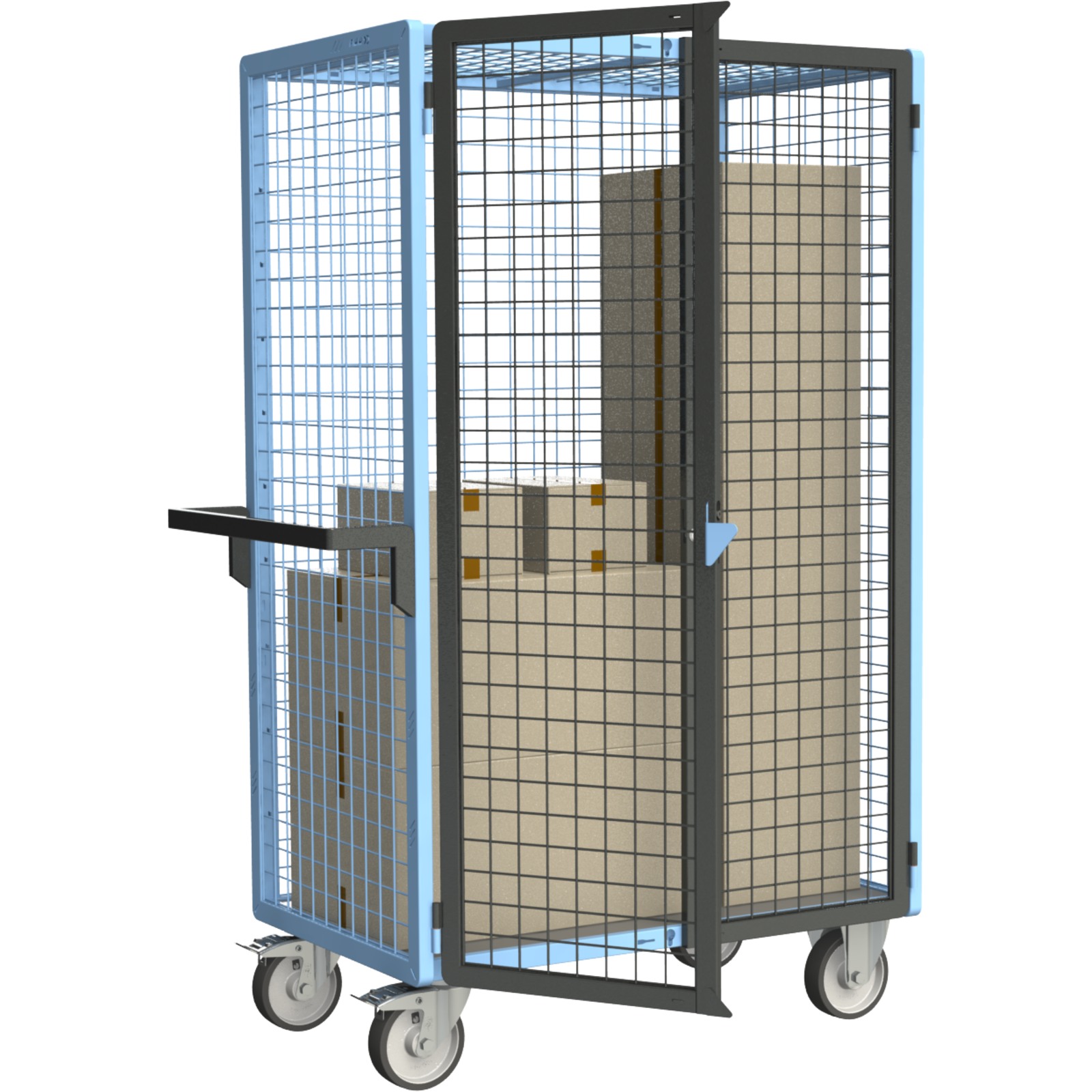 Servante grillagée 4 côtés, verrouillable, plateau tôle galva, 1000x600 mm, 500 kg - FIMM - 880725253