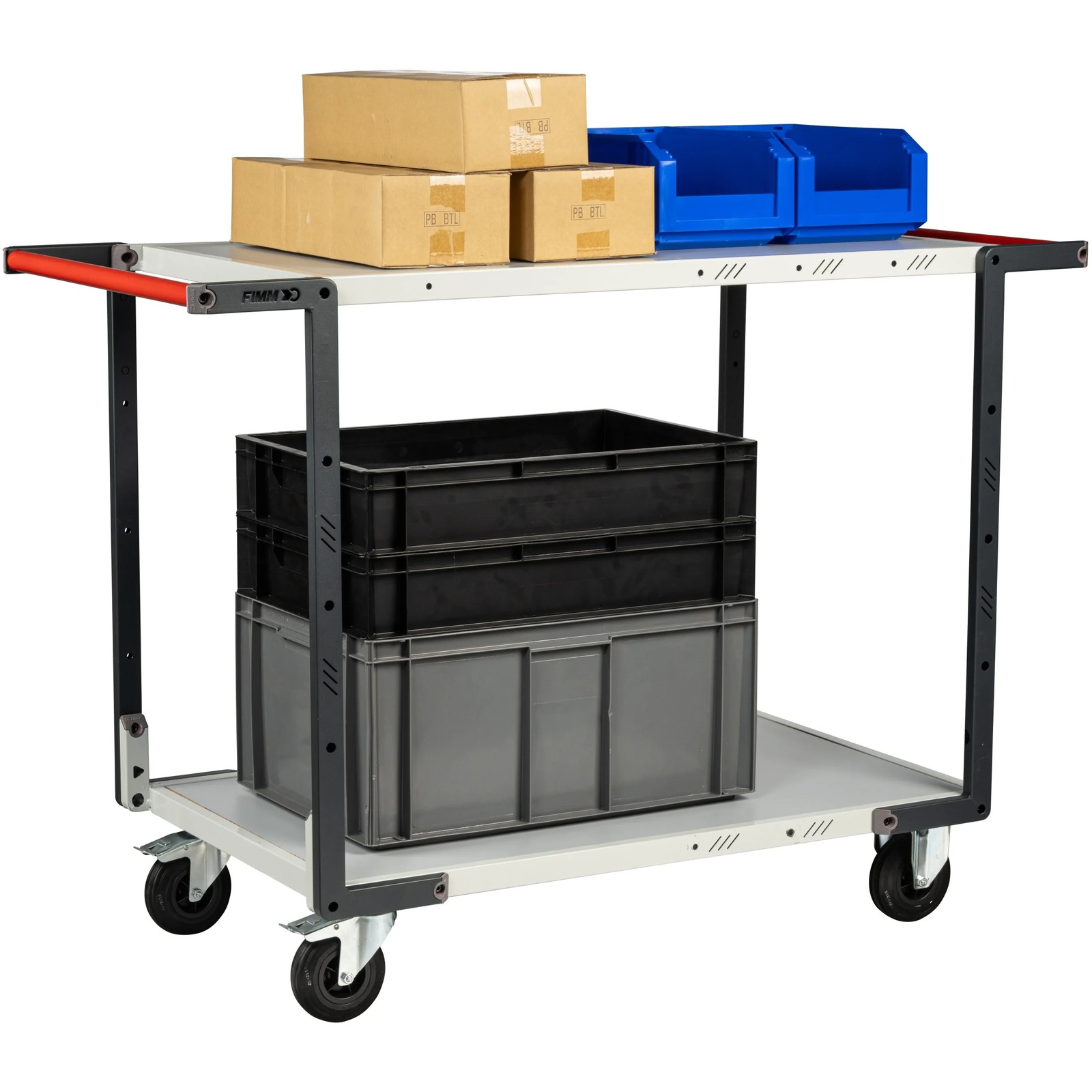 Servante 2 plateaux mélaminé - double poignées 850x500 mm roues CC 250 kg - FIMM - 884721116