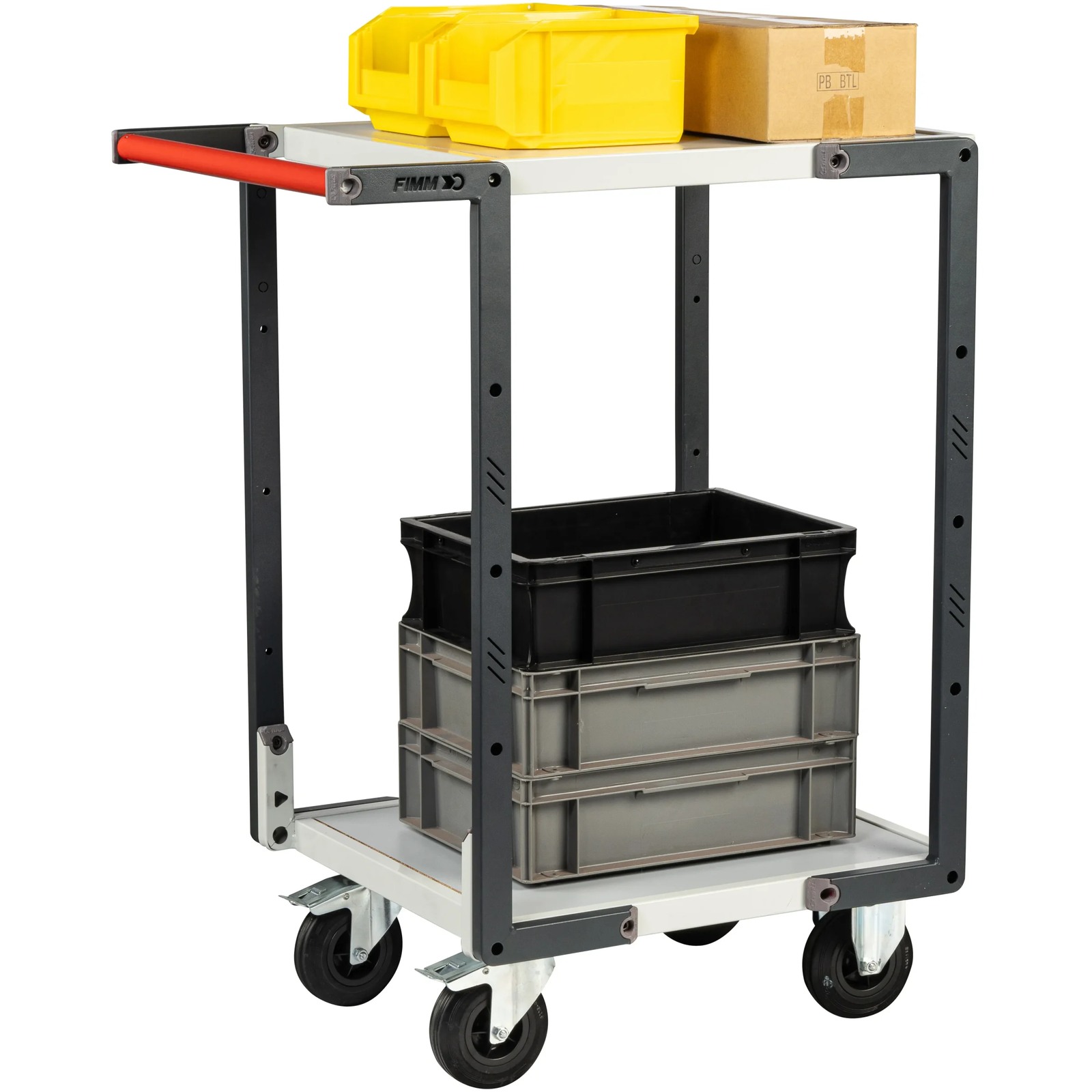 Servante montée 2 plateaux mélaminé 550x500 mm roues CC 250 kg - FIMM - 886720111