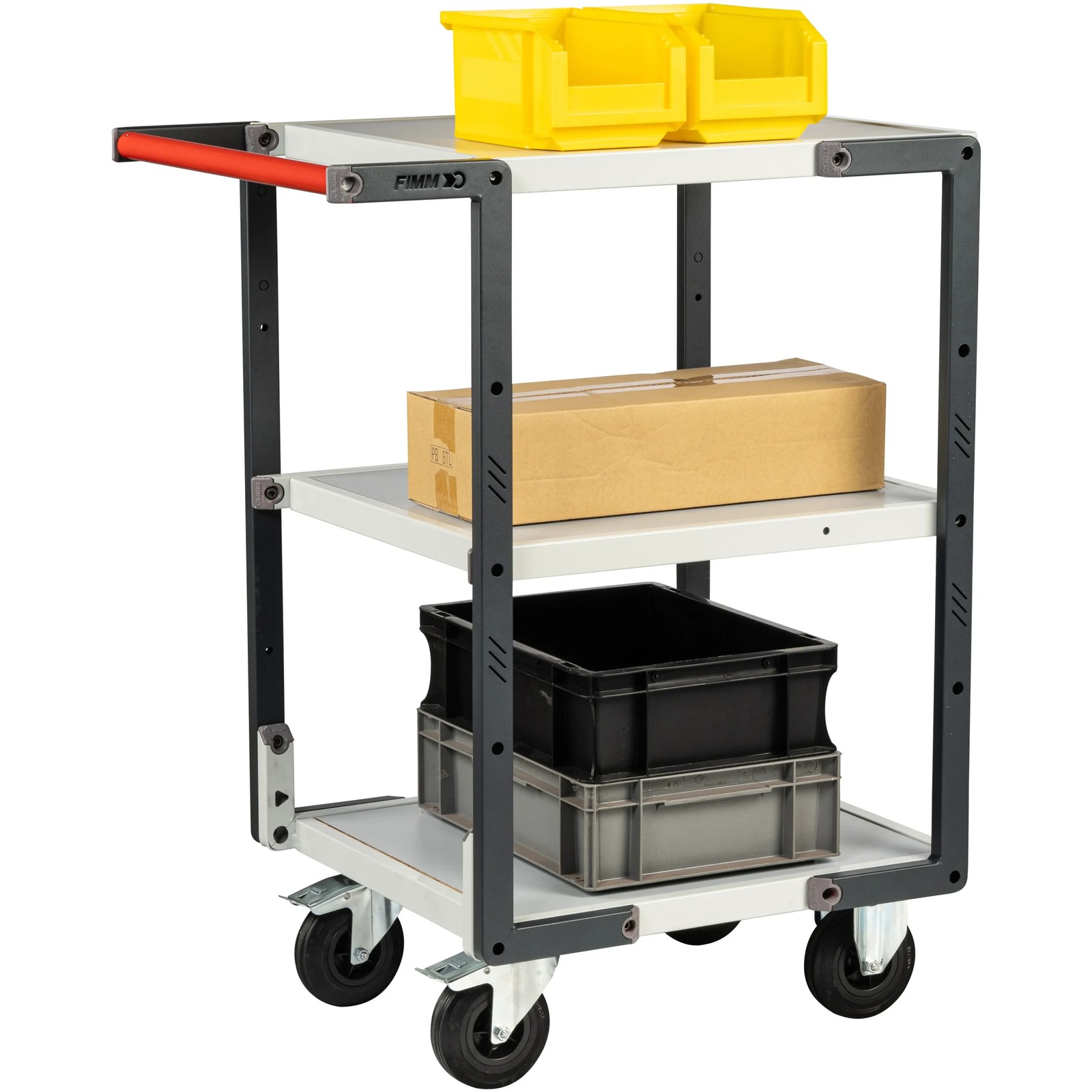 Servante montée 3 plateaux mélaminé 550x500 mm roues CC 250 kg - FIMM - 886720112