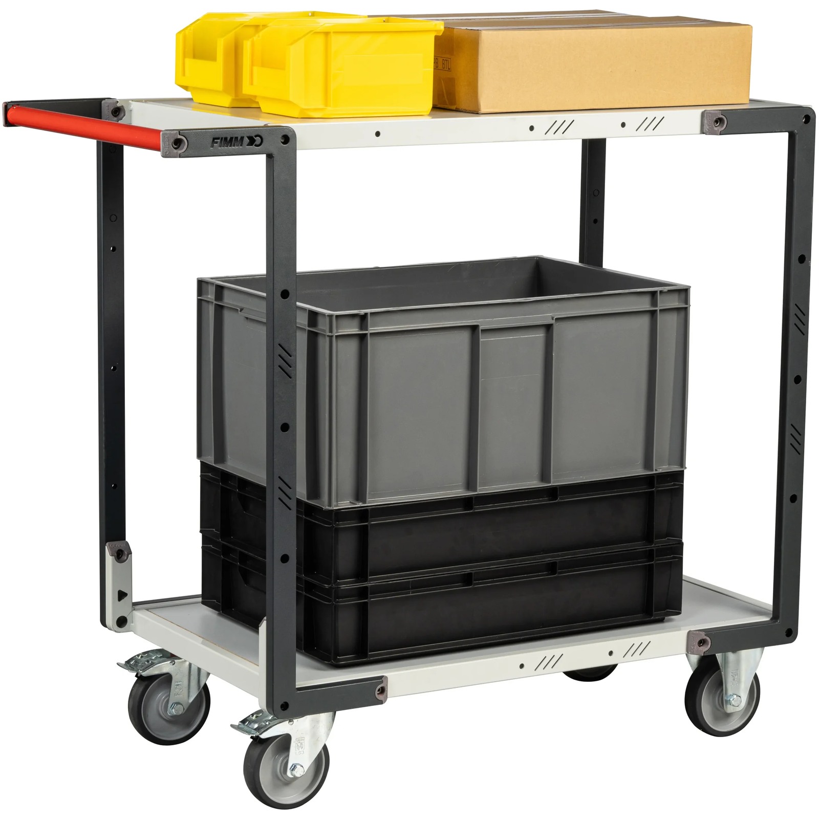 Servante montée 2 plateaux mélaminé 850x500 mm roues TPE 250 kg - FIMM - 886721122
