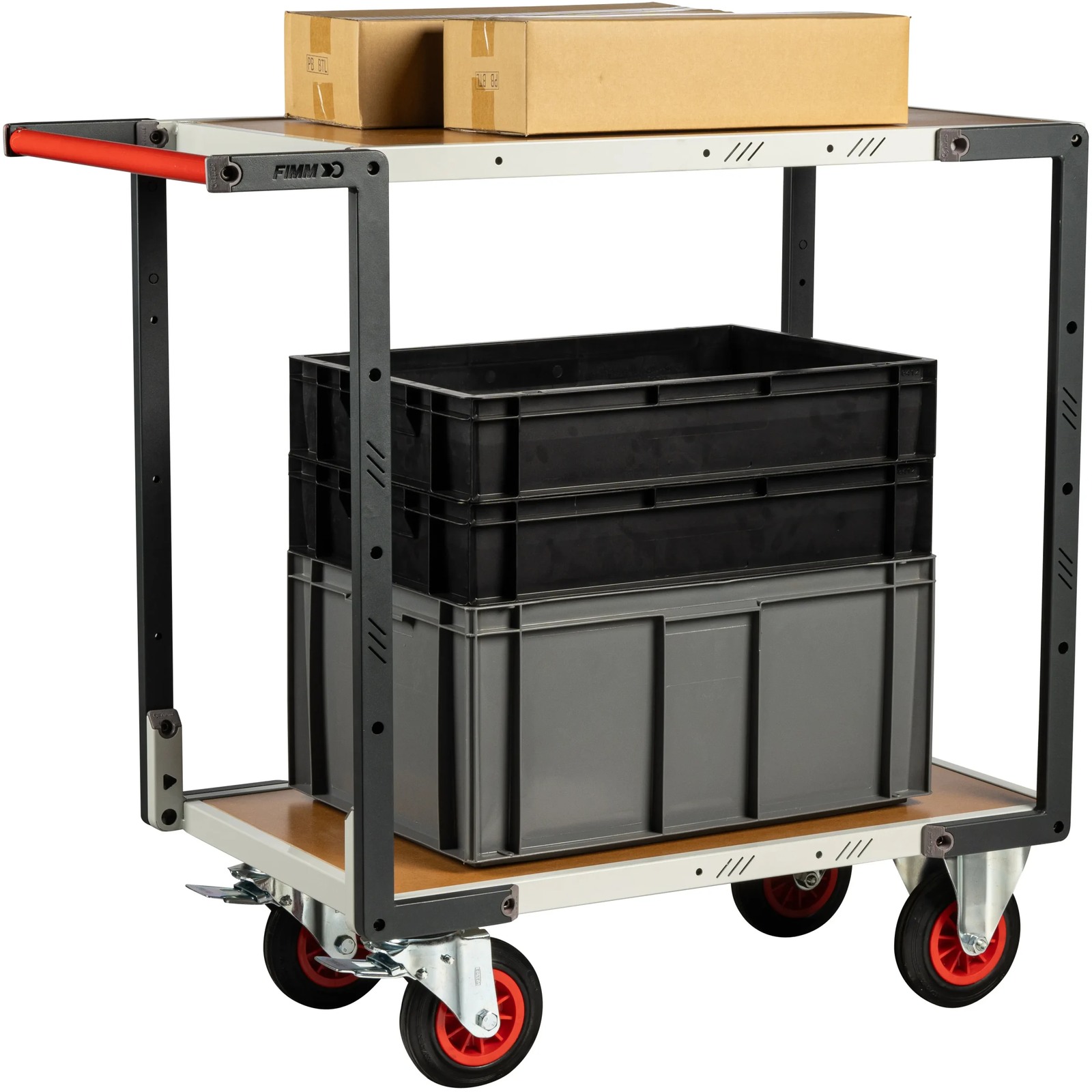 Servante montée 2 plateaux médium 850x500 mm roues CC 400 kg - FIMM - 886721232