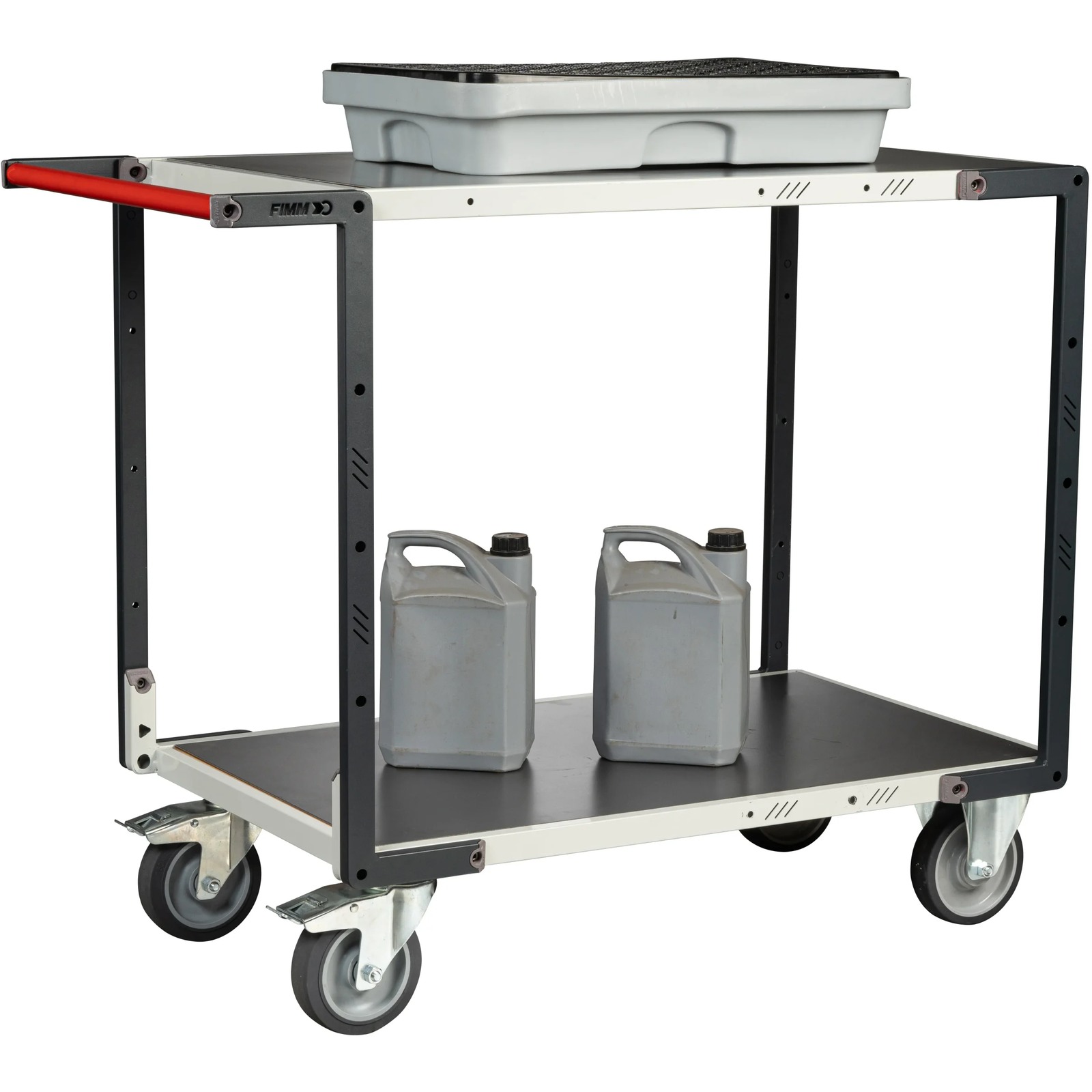 Servante montée 2 plateaux tôle 850x500 mm roues TPE, 400 kg - FIMM - 886721342