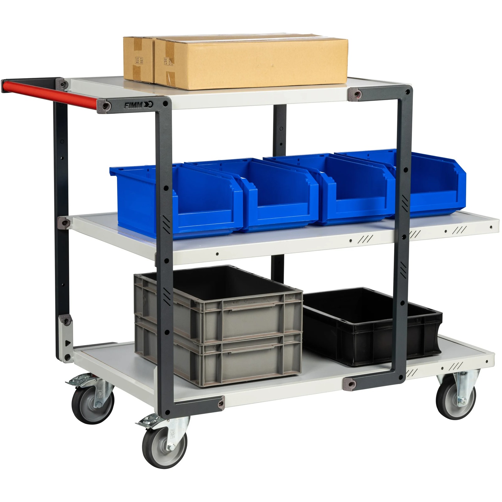 Servante montée 3 plateaux mélaminé + roues TPE 250 kg - FIMM - 886722125