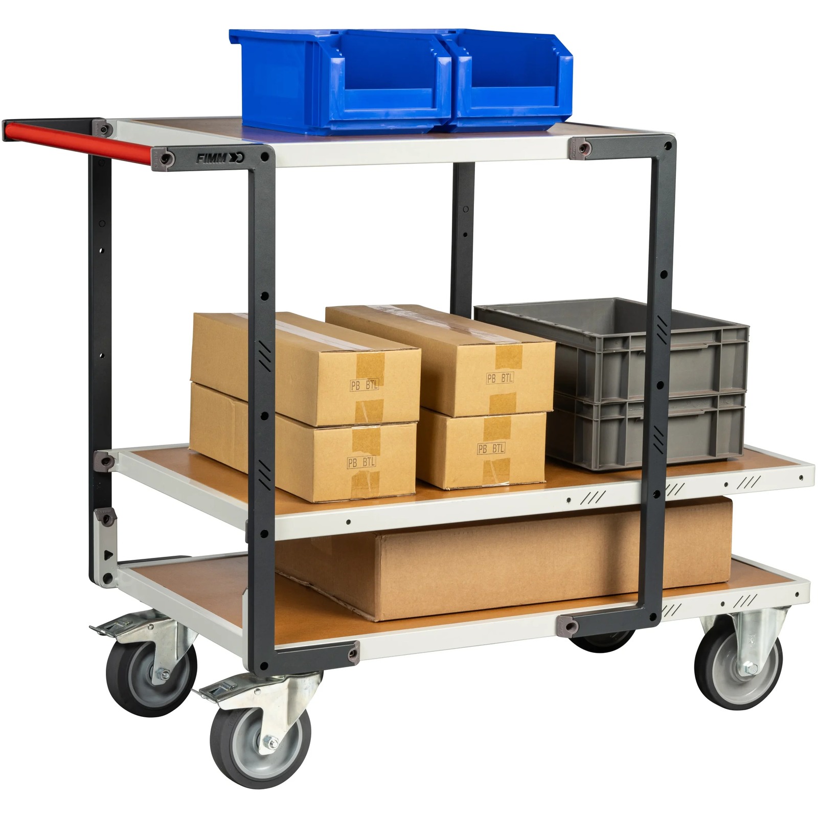 Servante montée 3 plateaux médium + roues TPE 400 kg - FIMM - 886722245