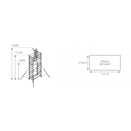 Echafaudage roulant alu FACAL - embase roulante hauteur de travail max 5 m - ALTO5