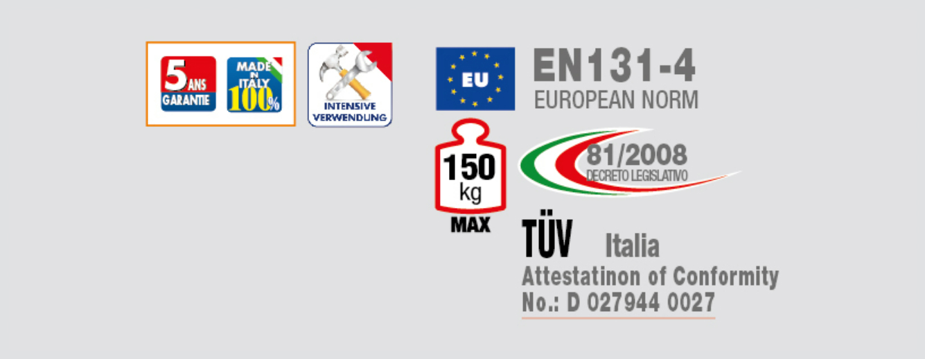 Echelle télescopique aluminium FACAL 4x6 haut. travail max. 6,6 m ALU PRO - BK5A