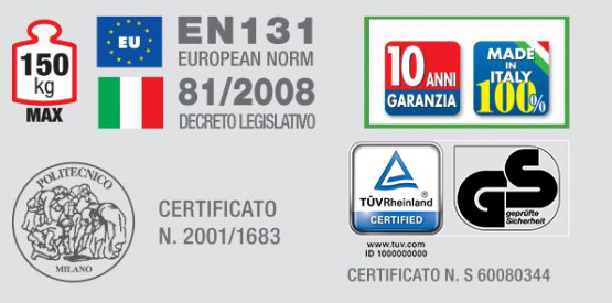 Escabeau professionnel 5 grandes marches de 120mm - hauteur de travail 2,95m FACAL - GM/5M