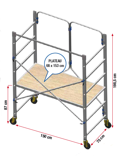 Echafaudage grand public FACAL en Aluminium Haut. de travail 2.80 m - PIEGO-SP