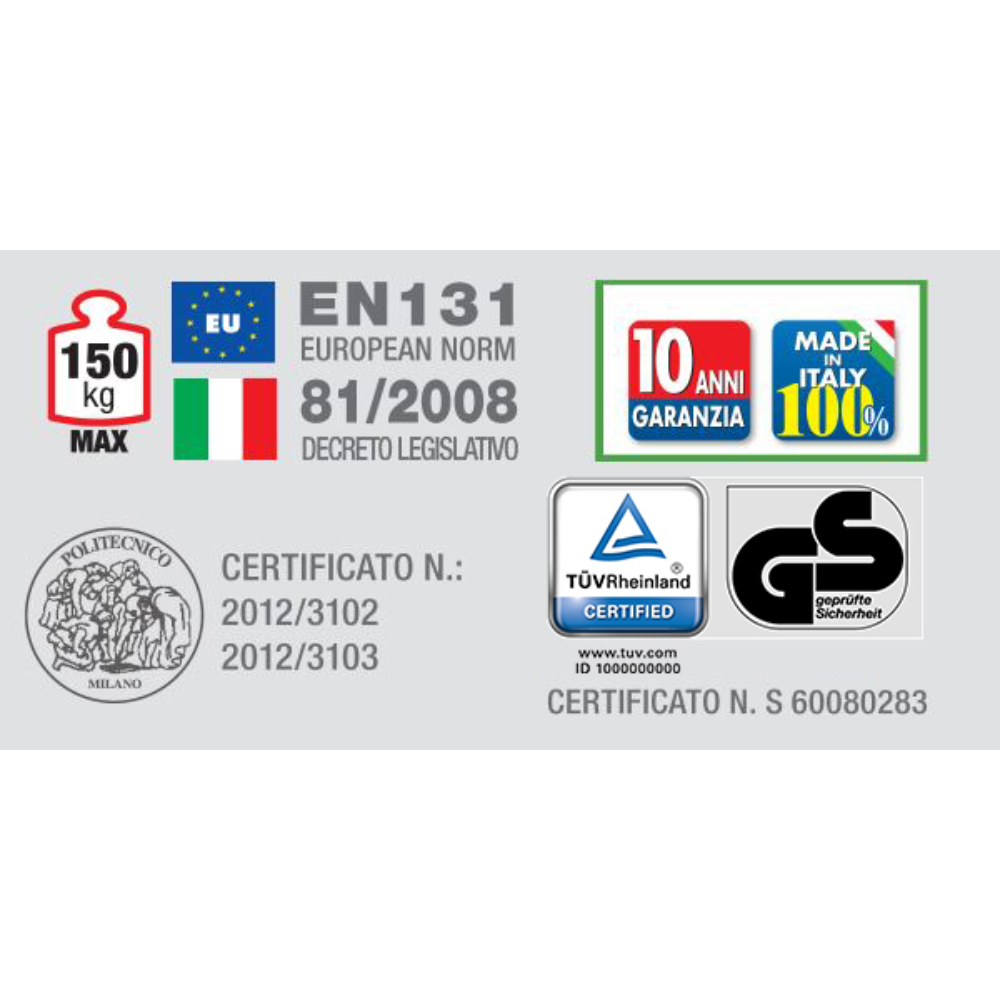 Échelle simple 3,5 m PRIMA à 11 marches 85 mm FACAL - PM355/LB