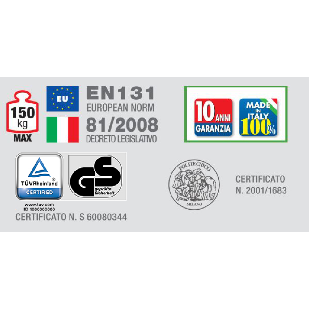 Escabeau professionnel 2,62 m QUADRA PICTA epoxy FACAL - Q50/8P