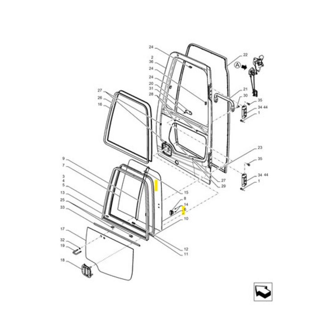 VITRE PORTE HAUTE ARRIERE COULISSANTE GAUCHE COMPATIBLE NEW HOLLAND YT02C01704S002