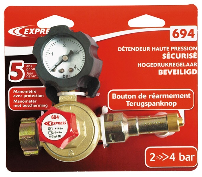 DÉTENDEUR PROPANE VARIABLE DE 2 À 4 BARS AVEC MANOMÉTRE - EXPRESS - 694