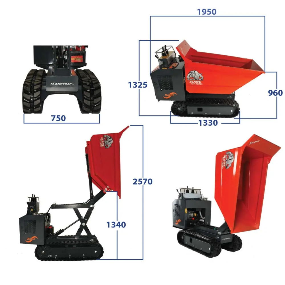 DUMPER SUR CHENILLES CHARGE 1T DIESEL KDW702 - HT1000-D - SLANETRAC