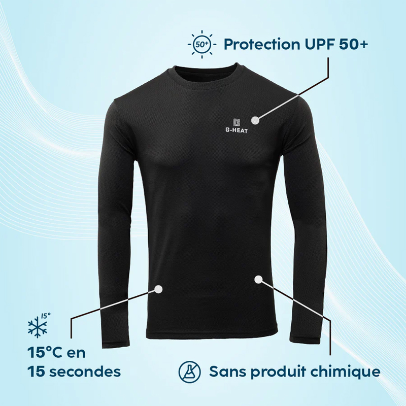 T-Shirt manches longues anti UV TS02-GRE rafraîchissant gris - G-HEAT - TS02