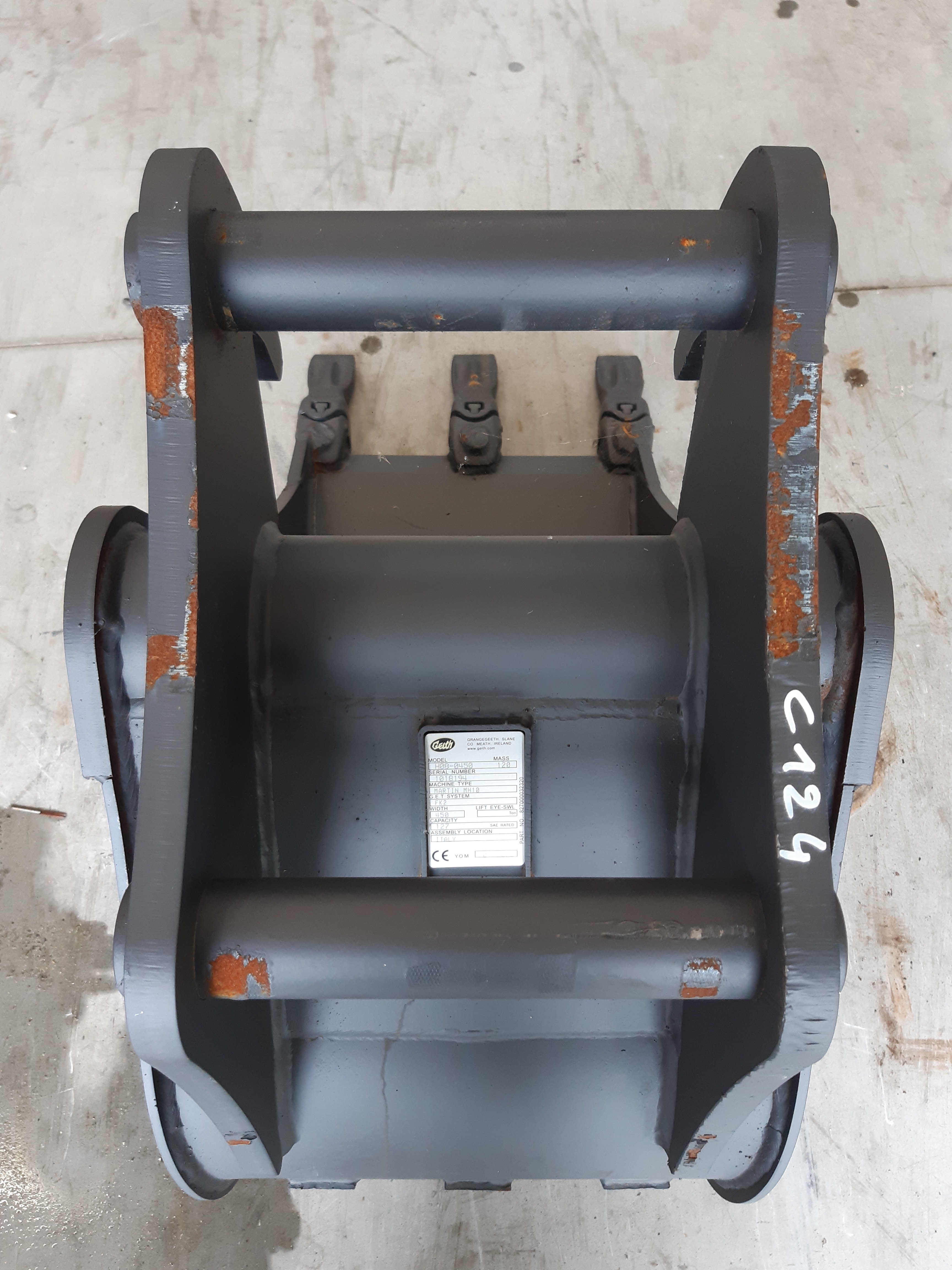 Godet de terrassement GEITH 450mm avec dents FEURST FK2 pour coupleur ou attache rapide MARTIN MH10 - H08450MH10FK2