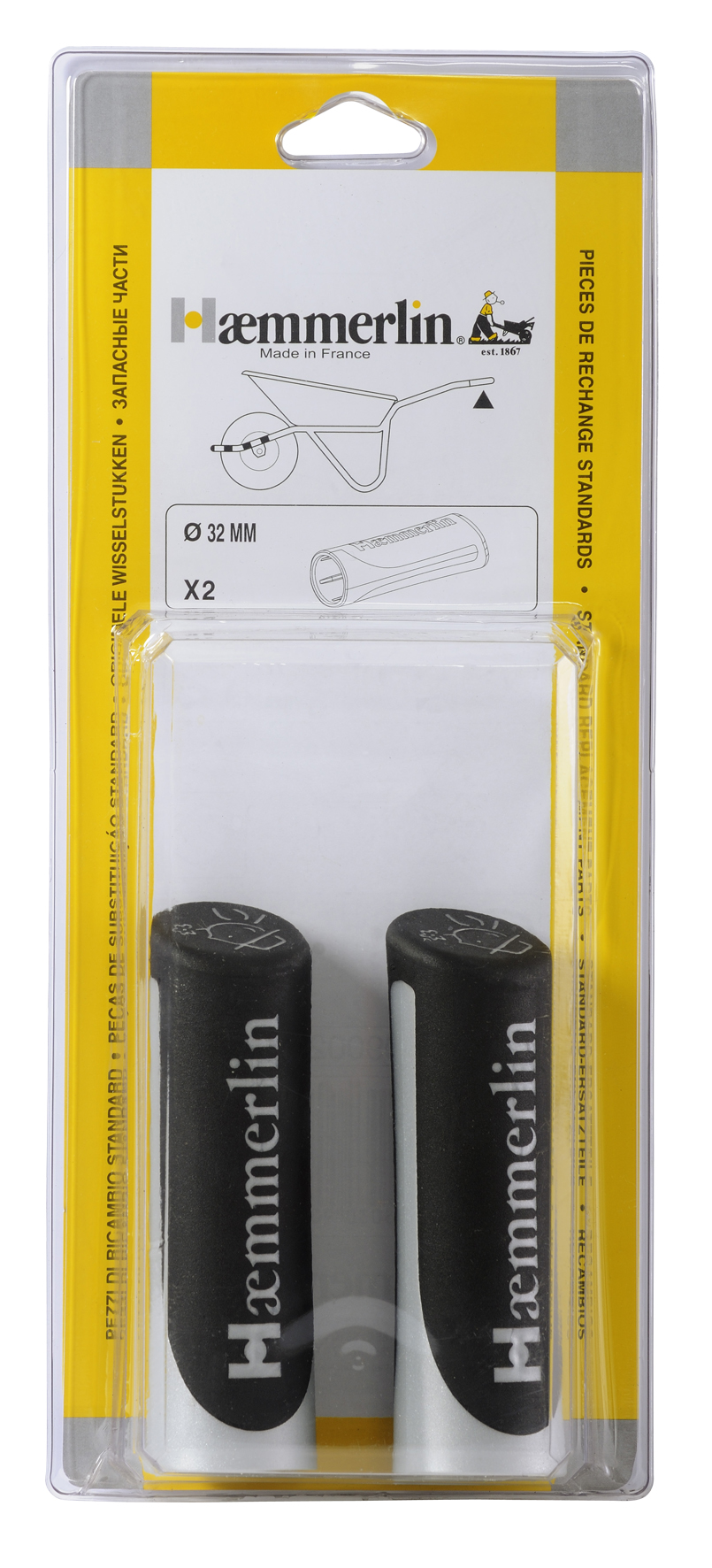 Paire de poignée Haemmerlin bi-matières D32 mm pour brouettes - 309002106