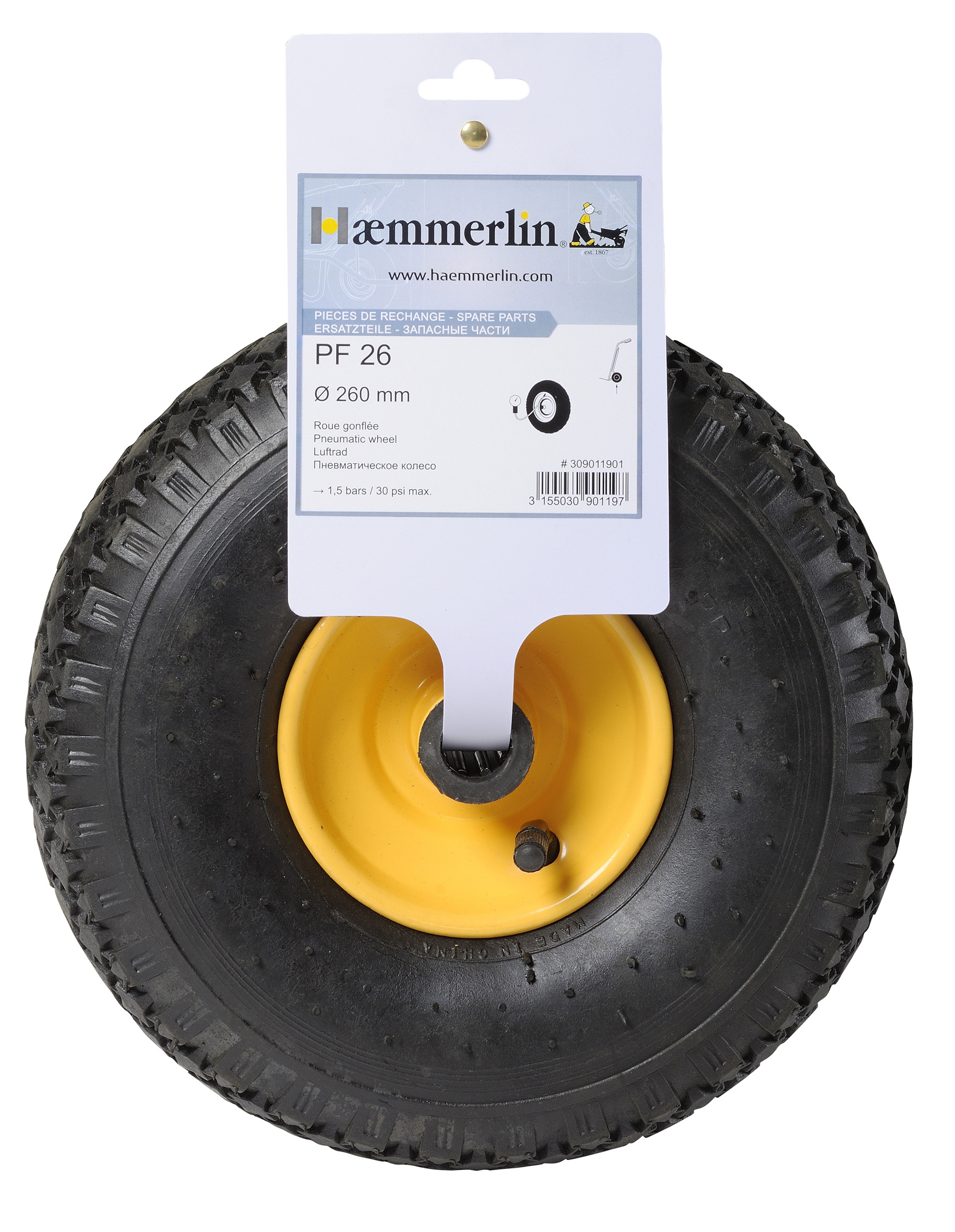 Roue Gonflée Haemmerlin PF 26 Ø 260 mm pour Diable - 309011901