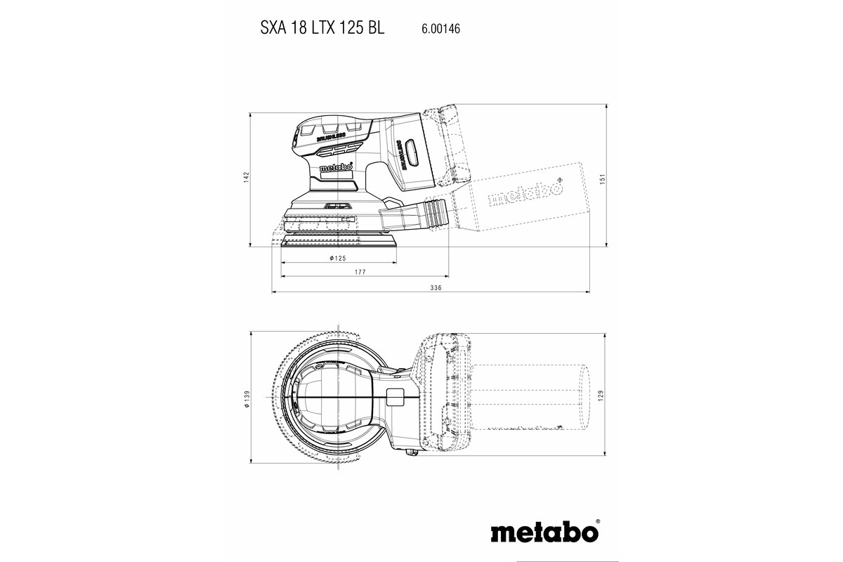 Ponceuse excentrique 18V SXA 18 LTX 125 BL - METABO - 600146840