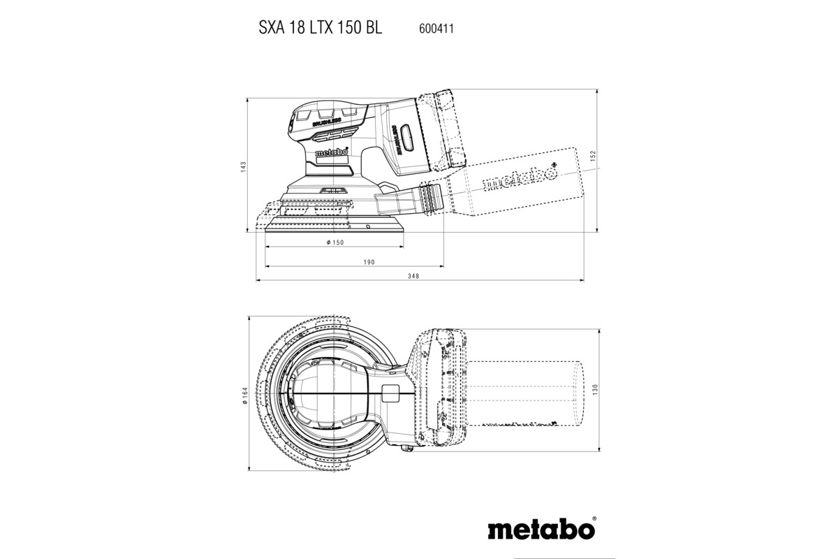 Ponceuse excentrique 18V SXA 18 LTX 150 BL - METABO - 600411840