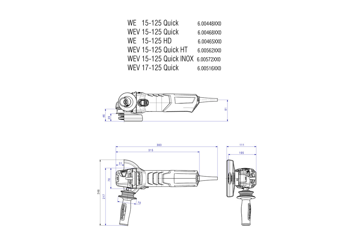 Meuleuse 125 mm WE 15-125 Quick - METABO - 600448000