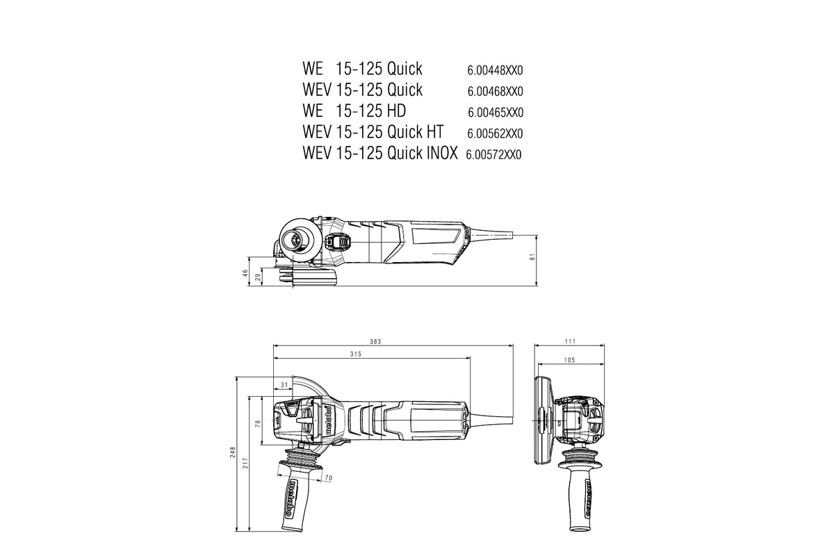 Meuleuse d'angle 125 mm WEV 15-125 Quick - METABO - 600468000