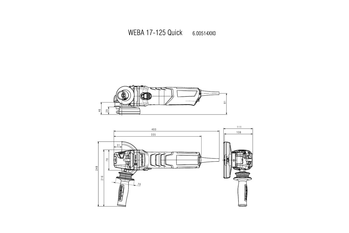 Meuleuse d'angle 125 mm WEBA 17-125 Quick - METABO - 600514000